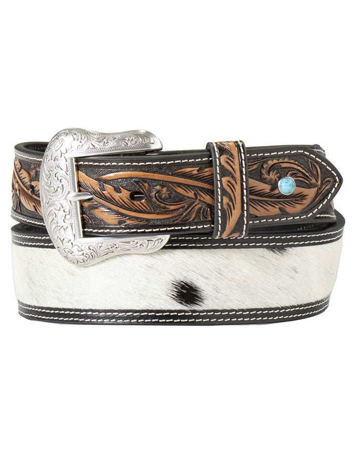 Nocona Men's Genuine Calf Hair Leather Belt - Black Western Style Dress Belt for Cowboy Boots & Jeans | Perfect for Rodeo, Ranch Work & Casual Outfits