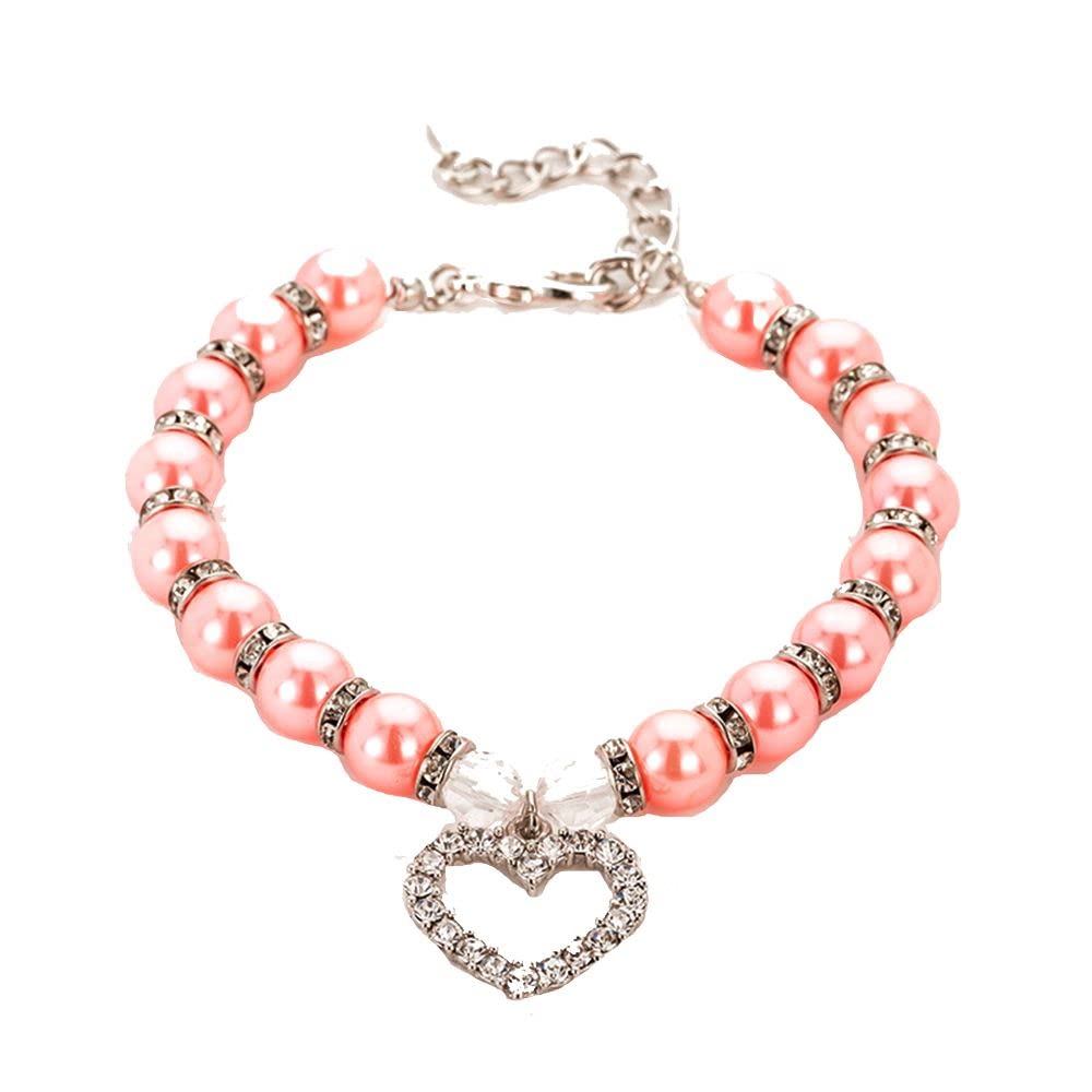 DFER Diamond Pet Necklace for Cats & Dogs - Pink Bow Tie for Princess Pets