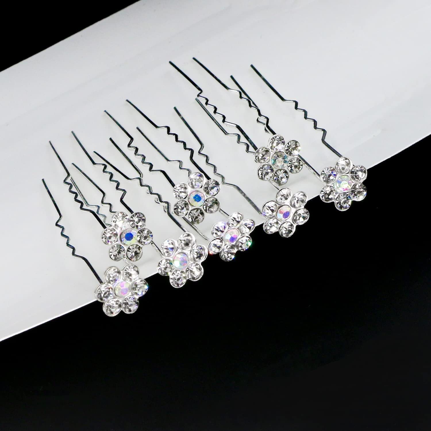 20 Pcs Flower Rhinestone Hair Pins - Elegant U-Shaped Bobby Pins for Wedding, Prom, Bridal Accessories - Perfect for Updos, Braids & Special Occasions