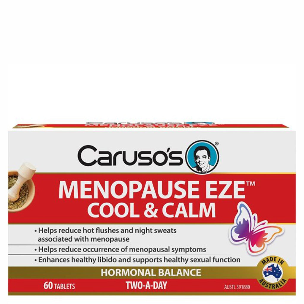 Carusos Menopause Eze - Natural Menopause Relief Supplement for Women - Hot Flash & Night Sweat Relief - Hormone Balance Support - Perfect for Work, Travel & Daily Comfort