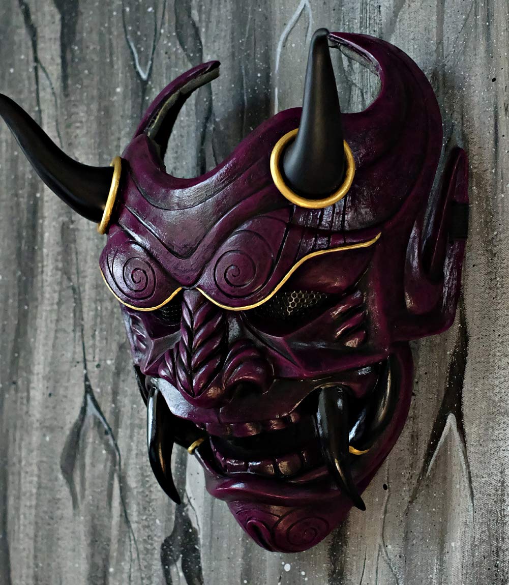 Samurai Demon Oni Airsoft Mask - Full Face Protection for BB Guns, Tactical Cosplay & Halloween Costume - Ninja Warrior & Evil Character Roleplay (Model DA08) - Perfect for Airsoft Battles, Cosplay Events & Themed Parties