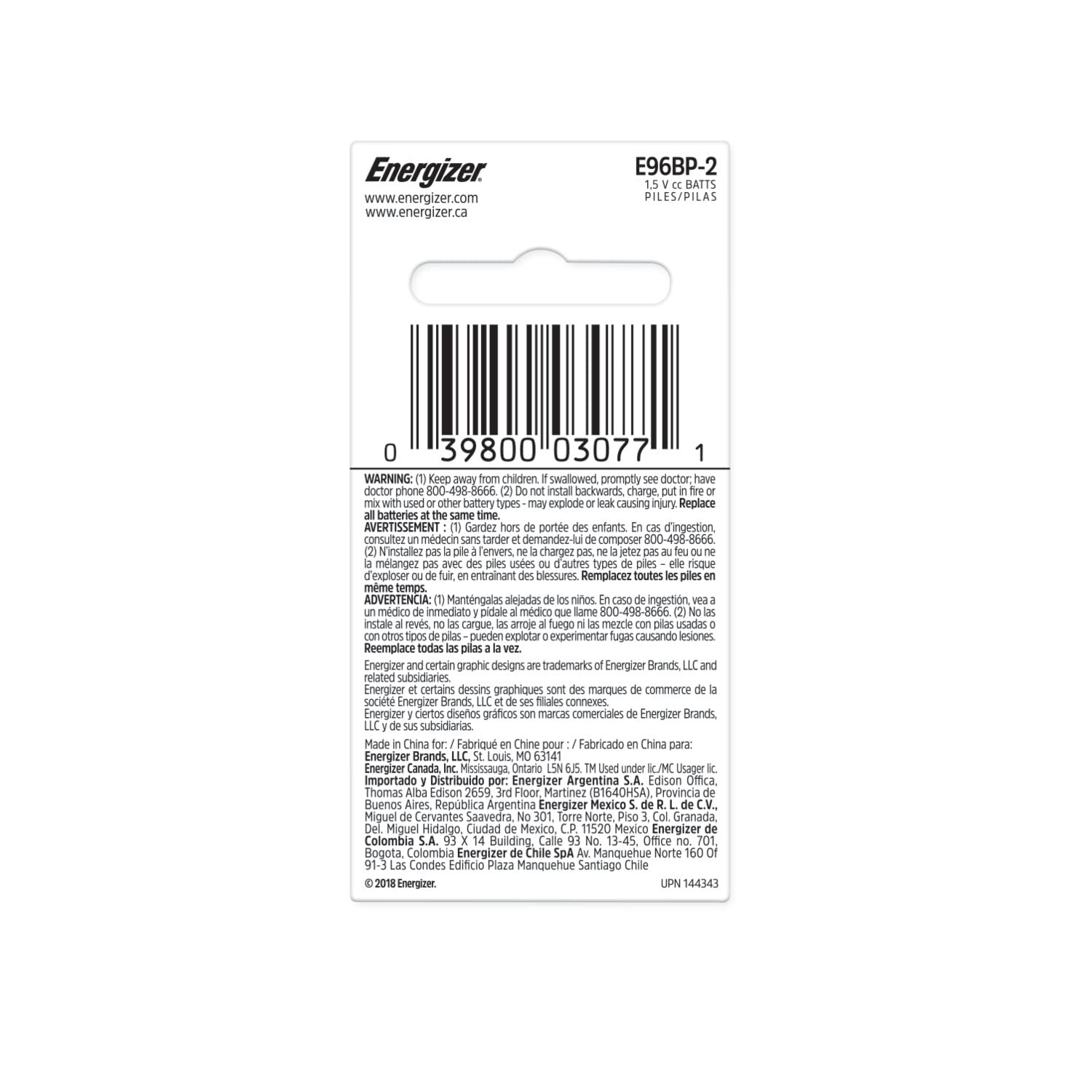 Energizer AAAA Alkaline Batteries 1.5V - 2 Pack (Total 2 Count) for Hearing Aids, Laser Pointers & Small Electronics