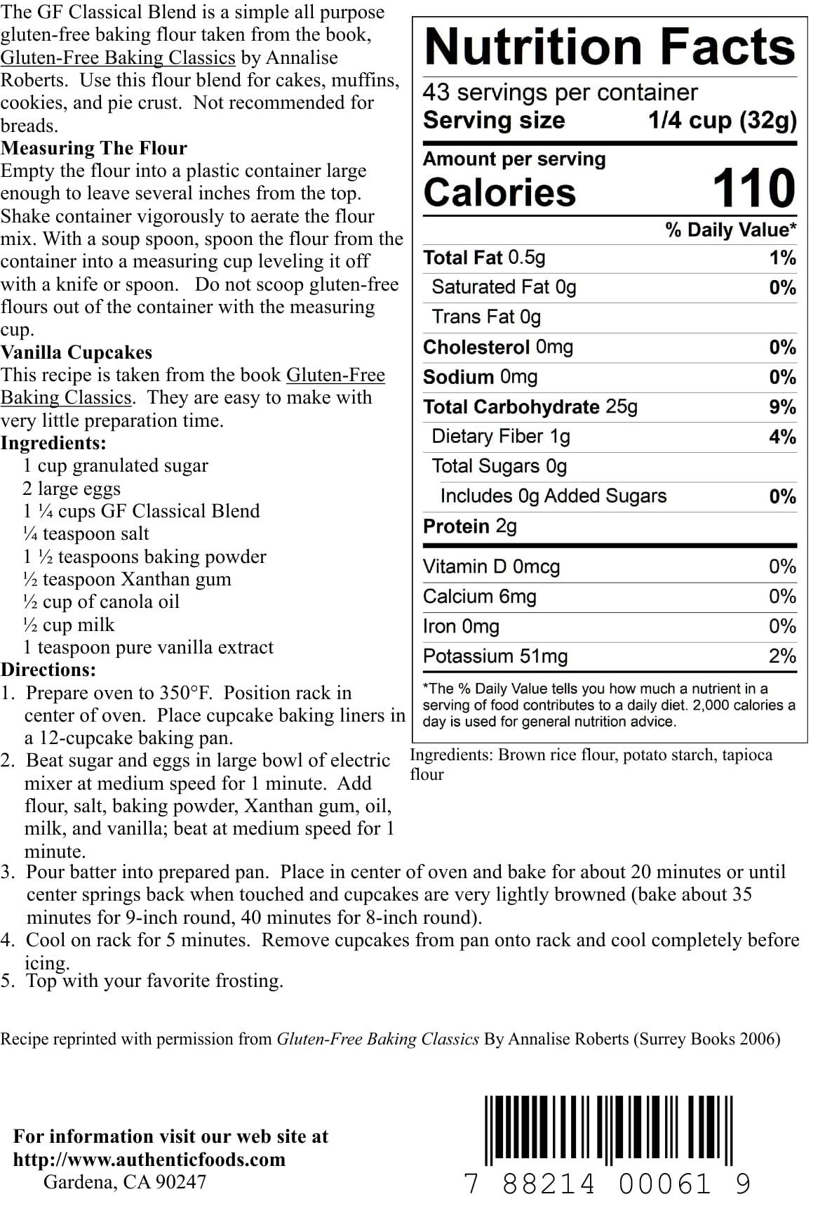 Authentic Gluten-Free Classical Blend Flour - 3 lb Bag | Perfect for Baking Bread, Cakes & Pastries | All-Natural & Wheat-Free