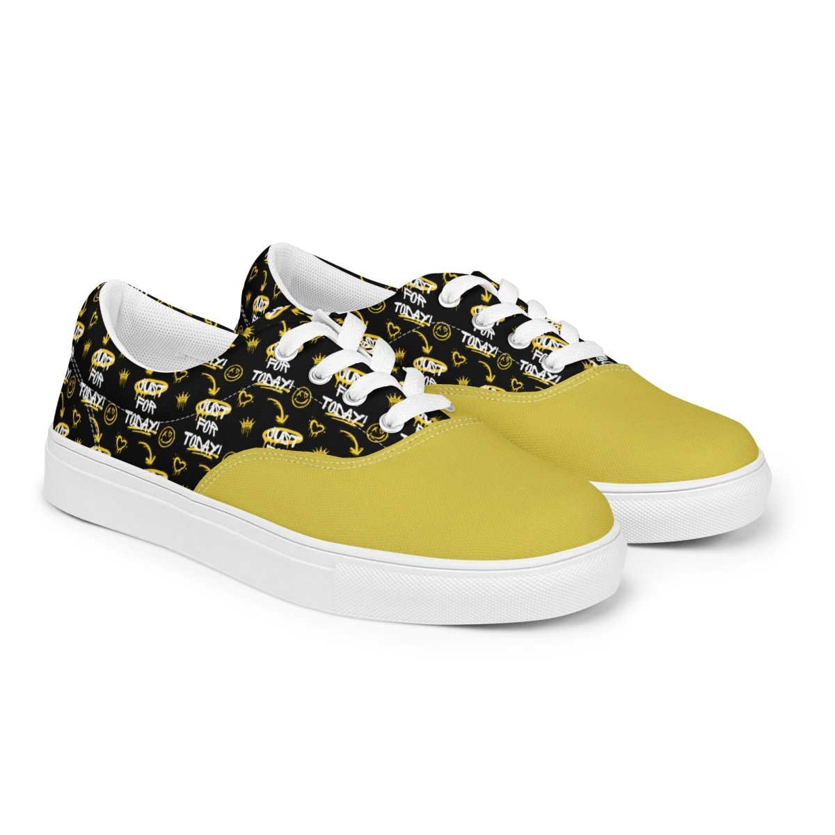 Just for Today Graffiti Men's Lace Up Canvas Sneakers - Durable Street Style Shoes for Urban Fashion & Skateboarding