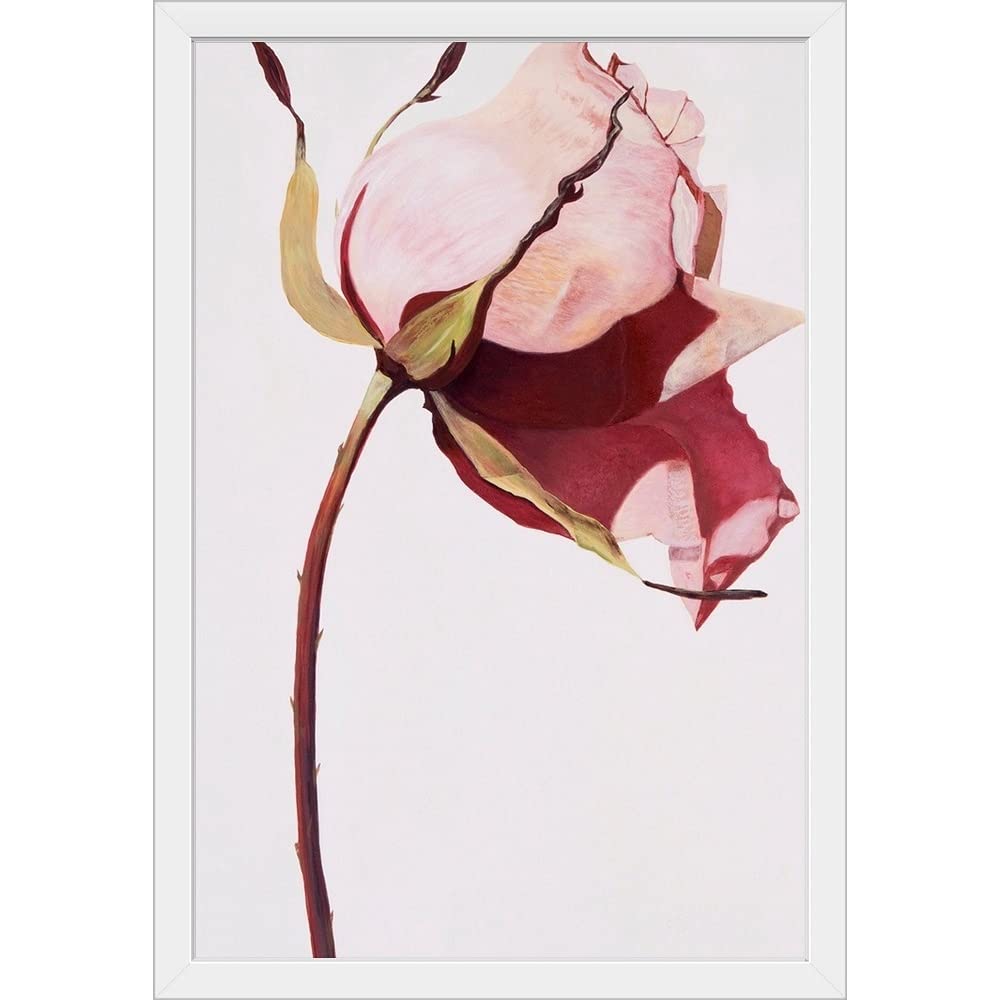 Love is A Rose White Framed Canvas Art Print - Romantic Rose Flower Wall Decor for Living Room, Bedroom & Office - Perfect Gift for Valentine's Day, Anniversary & Wedding