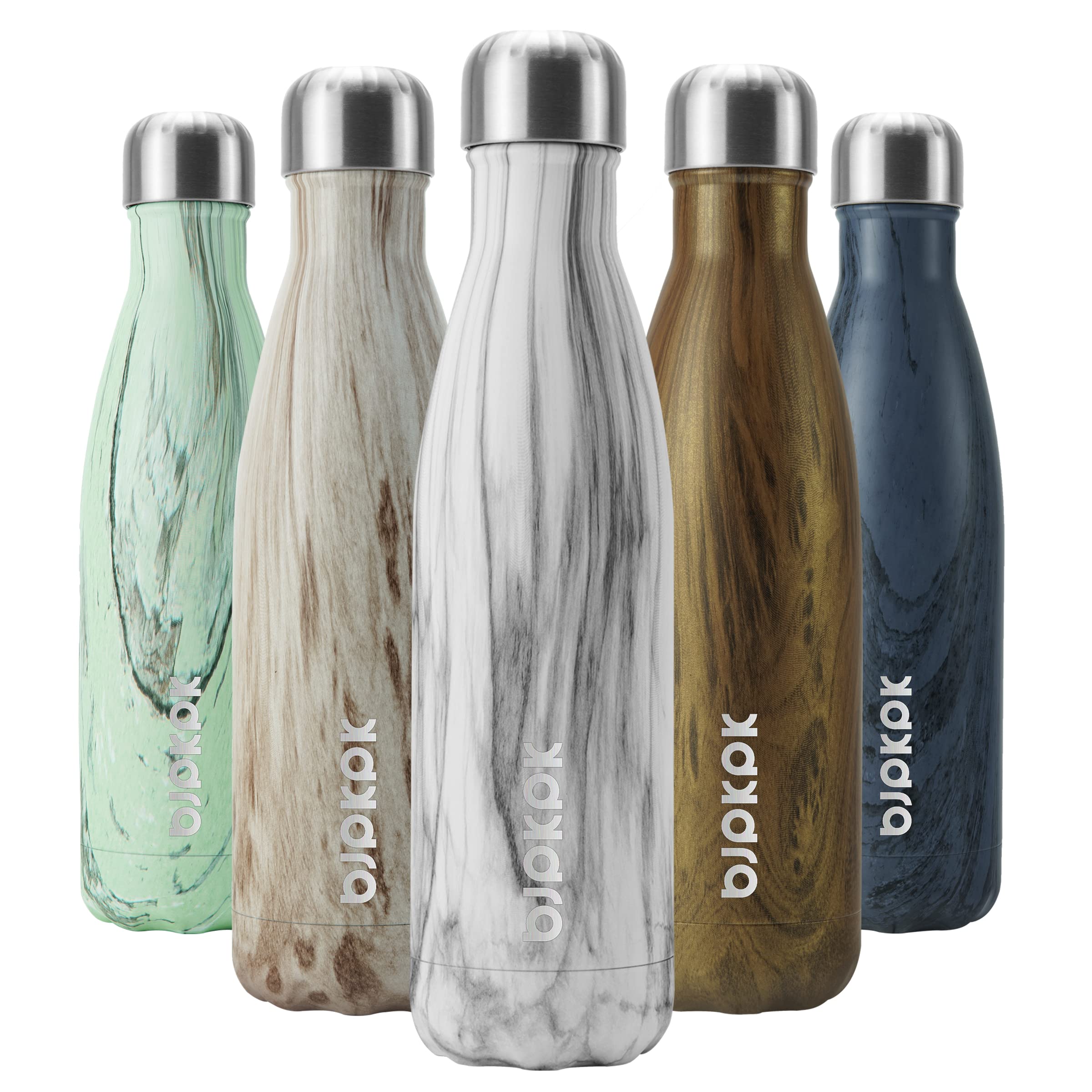 BJPKPK 17oz Stainless Steel Insulated Water Bottle - Keeps Drinks Cold 24H & Hot 12H, BPA Free, White Birch - Perfect for Gym, Hiking, Camping & Outdoor Activities