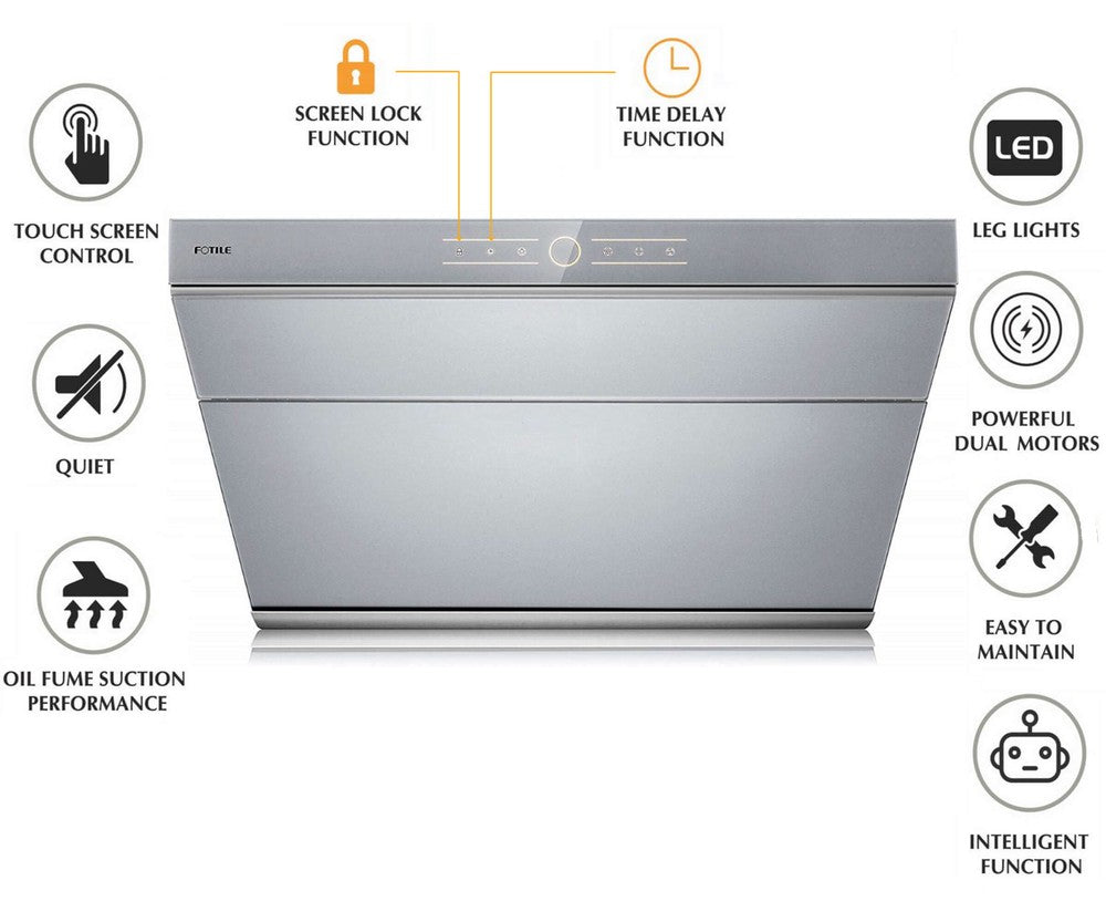 Fotile JQG7501 30-Inch 850 CFM Wall Mount Range Hood - Touchscreen Control, Multiple Color Options for Modern Kitchens | Powerful Ventilation for Cooking, Grilling & Frying