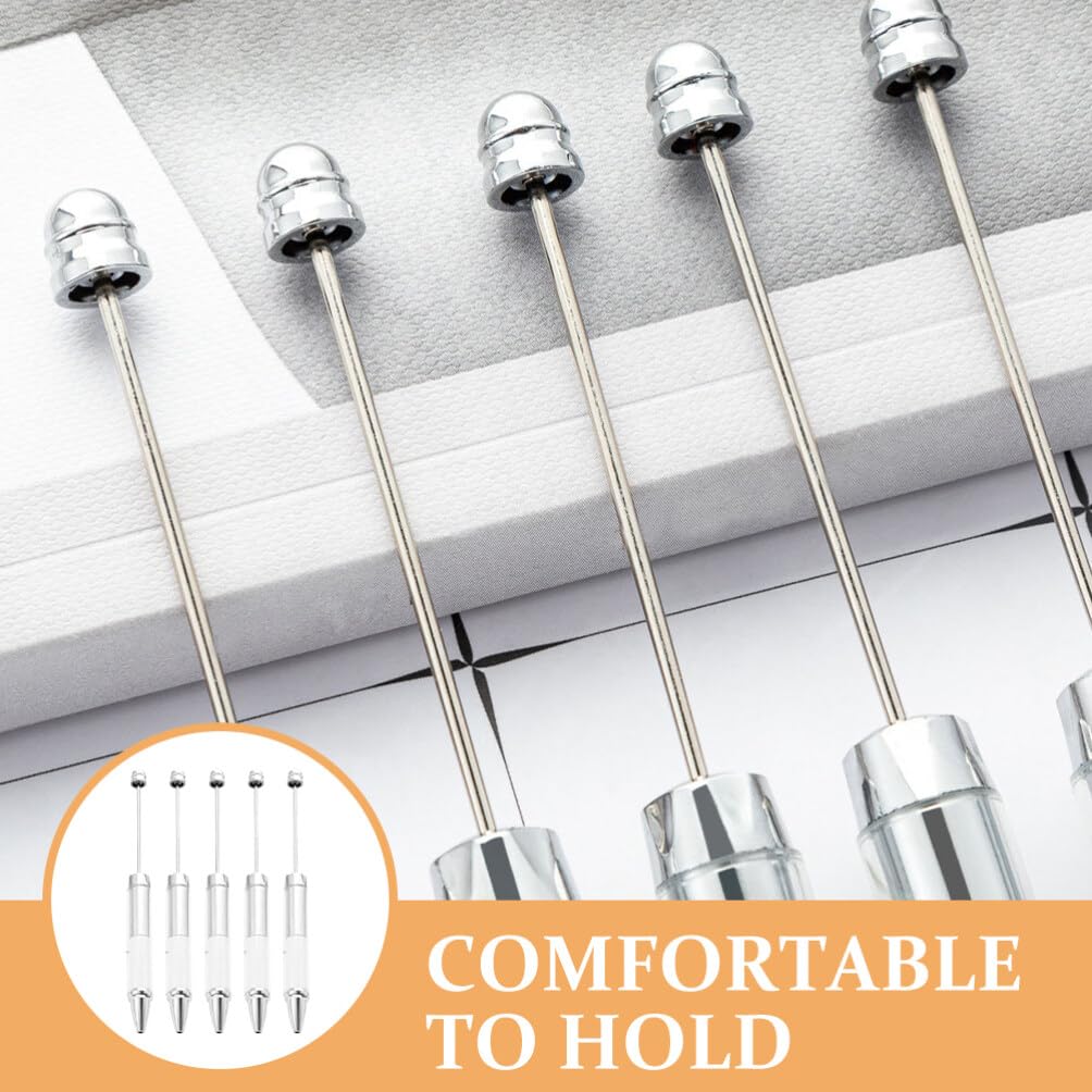 EXCEART 5-Pack Beadable Ballpoint Pens with Gel Ink - Retractable DIY Craft Pens for Office, School & Gift Making | Perfect for Jewelry Design, Scrapbooking & Personalized Gifts