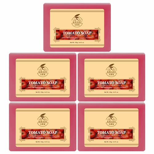 Khadi Ark Herbal Natural Handmade Tomato Bath Soap - 125g (Pack of 5) | Organic Skin Cleansing for Glowing Complexion | Perfect for Daily Use, Spa & Gift Sets