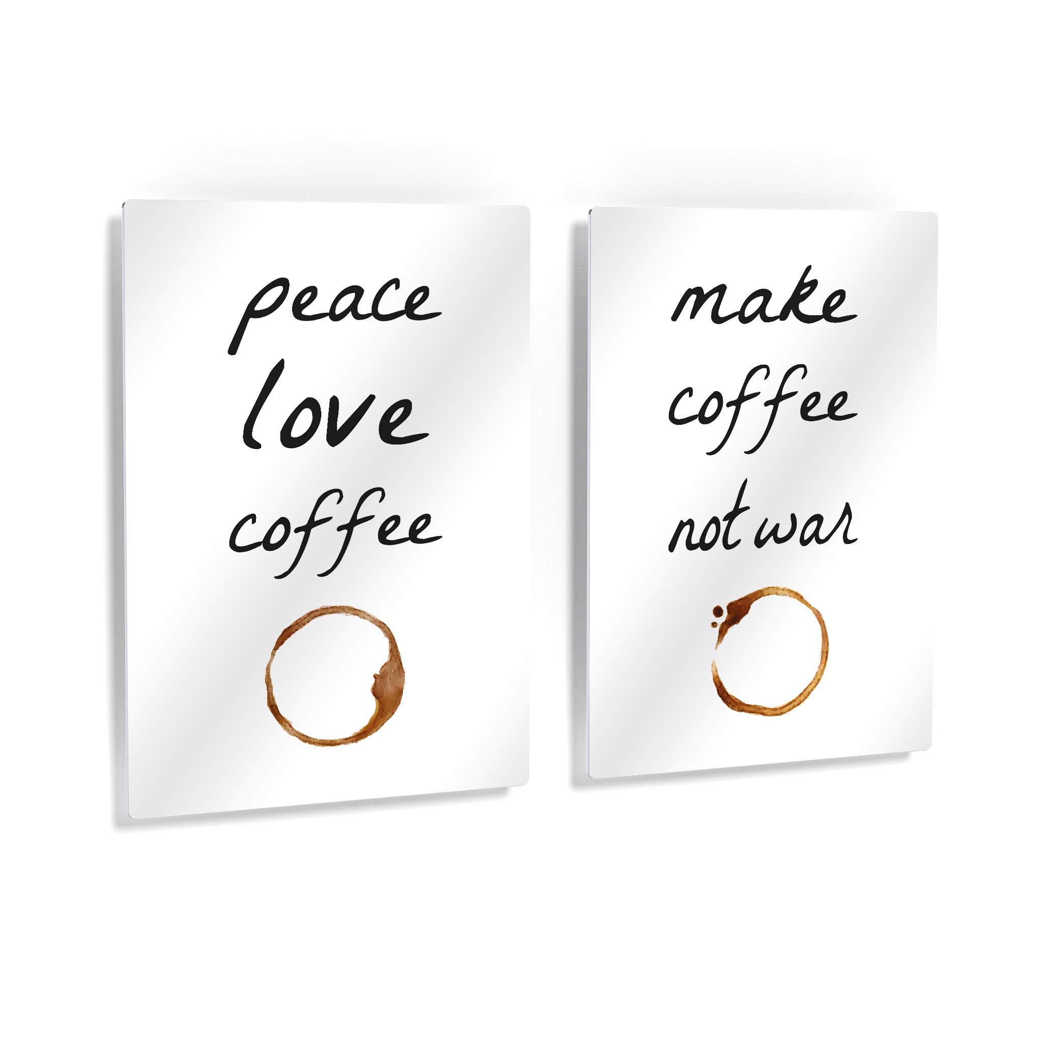 Peace Love Coffee & Make Coffee Not War Metal Print Set - 2 Panel Wall Art for Kitchen, Office & Coffee Shop Decor (30x20 Inches) - Inspirational Farmhouse Sign, Perfect Gift for Coffee Lovers & Home Decor