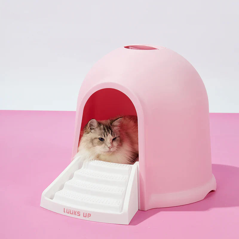 2 in 1 Kitty Litter Box & Cat House - Eco-Friendly Dual Use Litter Cabin with Odor Control - Perfect for Small Spaces & Stylish Home Decor