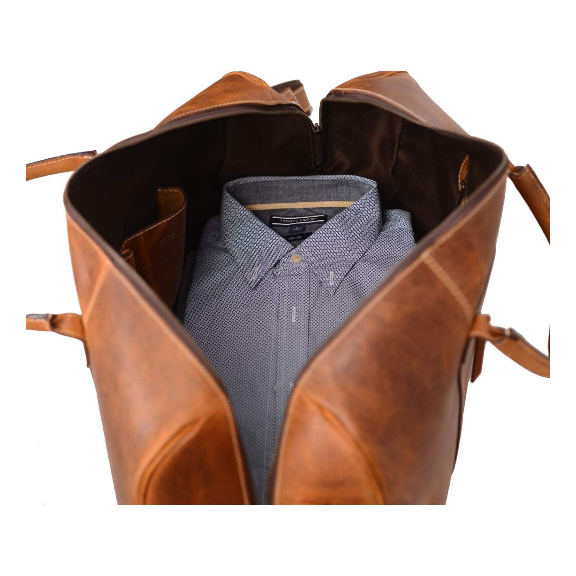 Premium Full Grain Leather Duffel Bag for Men & Women - 20 Inch Tan Travel Overnight Weekender Gym Sports Bag - Perfect for Business Trips, Gym Workouts & Weekend Getaways
