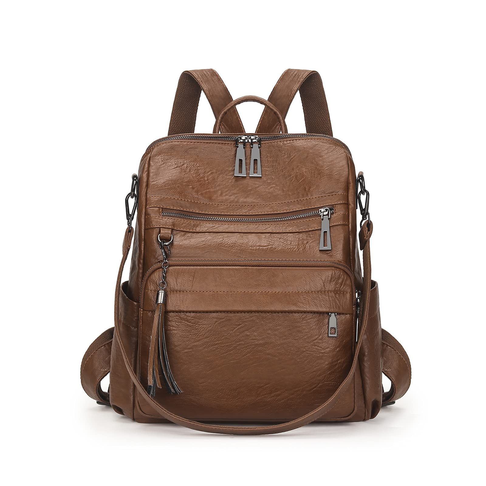 Stylish Artwell Women's PU Leather Backpack Purse - Large Fashionable Shoulder Bag with Tassel for Travel, Work & Daily Use
