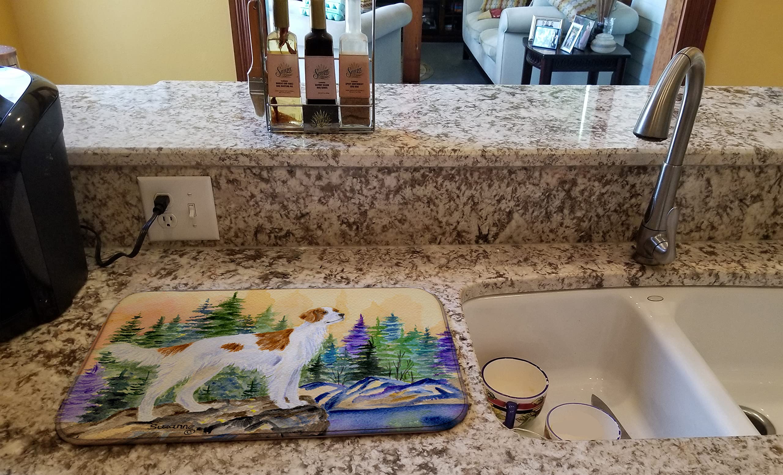 Caroline's Treasures SS8146DDM Absorbent Dish Drying Mat Set - 14 x 21 Inch Multicolor Kitchen Counter Drying Pad | Perfect for Countertop Dish Drainer, Utensil Drying & Protecting Surfaces from Water Damage