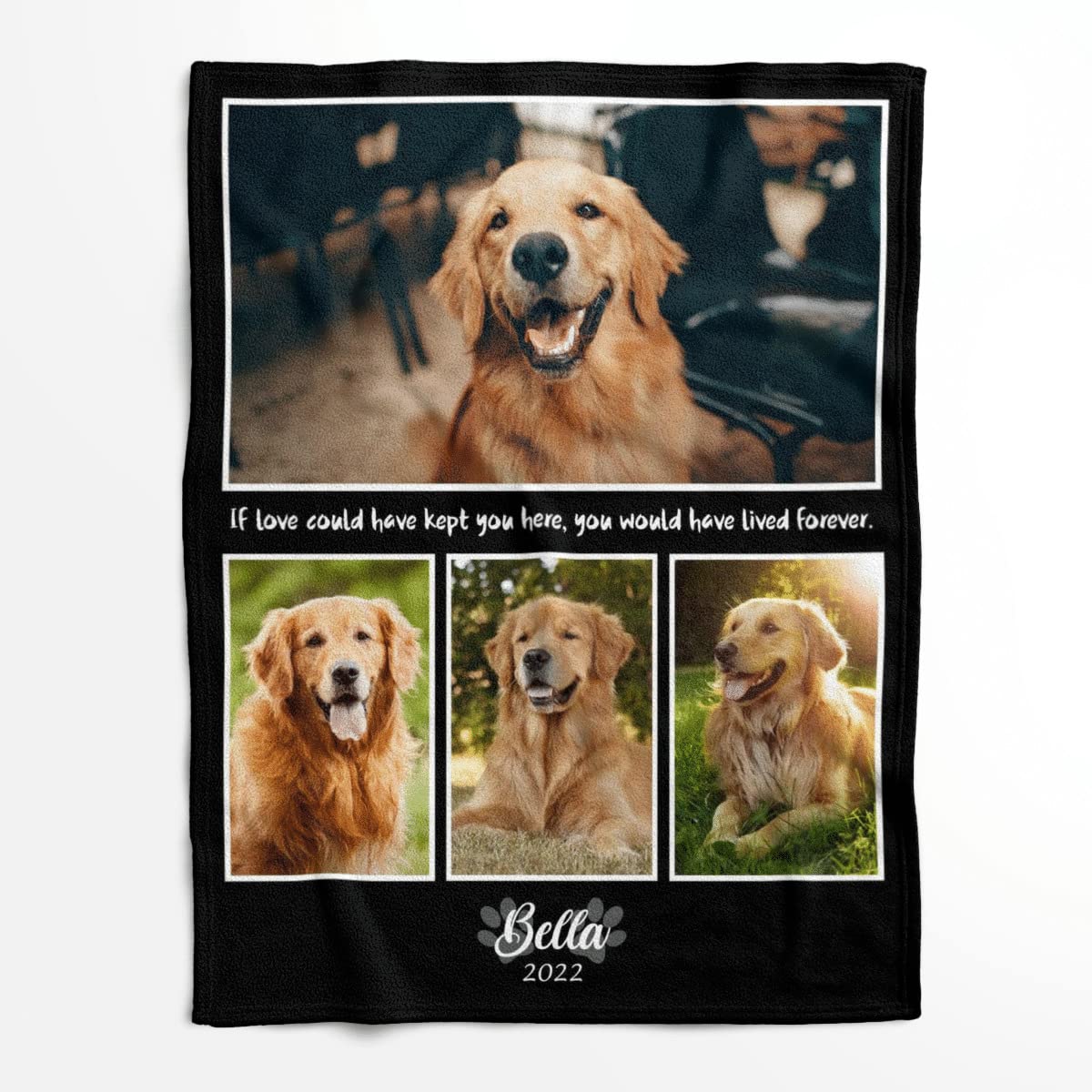 Custom Pet Memorial Blanket - Personalized Dog & Cat Loss Gift - 60x80 Soft Throw Blanket for Comfort & Remembrance - Perfect for Grieving Pet Owners, Sympathy Gift, Home Memorial Display