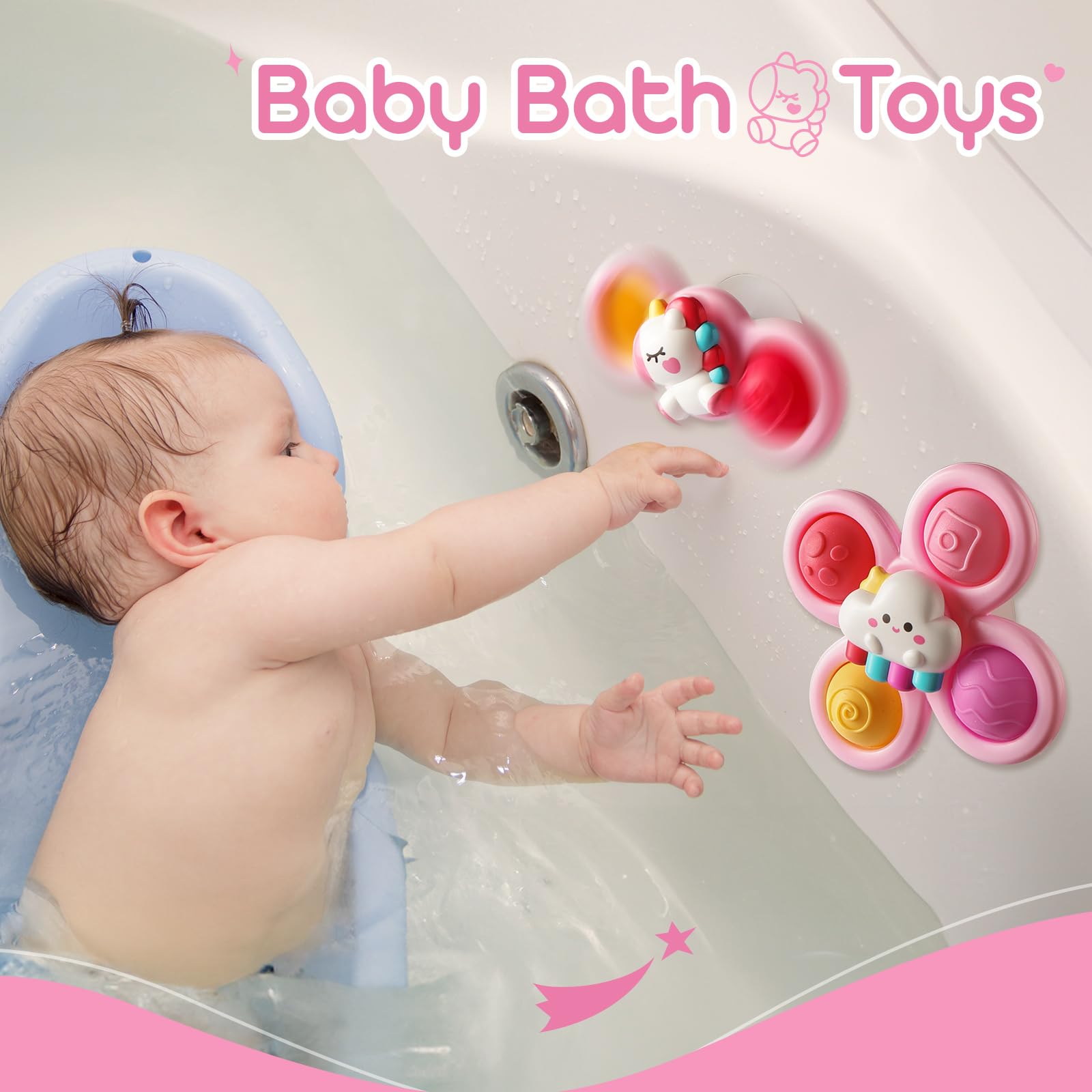 ALASOU 3PCS Pop Suction Cup Spinner Toys for Toddlers 1-3 Years - Sensory Bath Toys & Novelty Spinning Tops for 1 Year Old Boys Girls - Perfect Baby Shower Gift & 12-18 Month Birthday Present - Fun Learning Toy for Bathtime, Playtime & Early Childhood Development