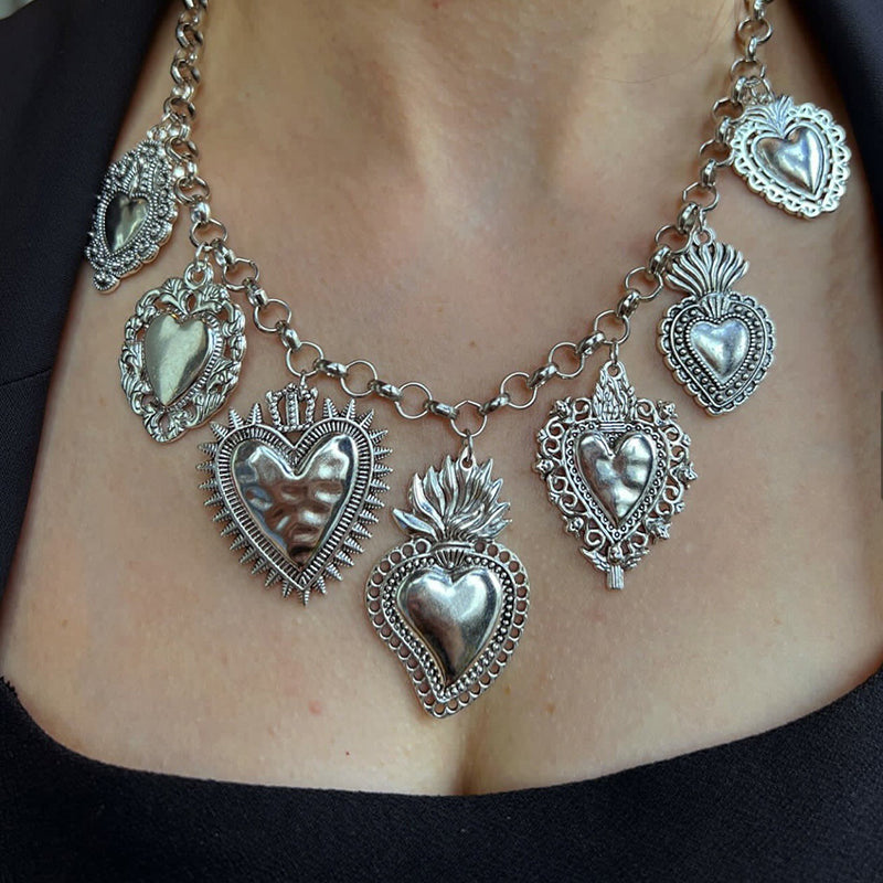 Vintage Religious Sacred Heart Pendant Necklace - Sterling Silver Chain for Women - Perfect for Church, Weddings & Spiritual Gifts