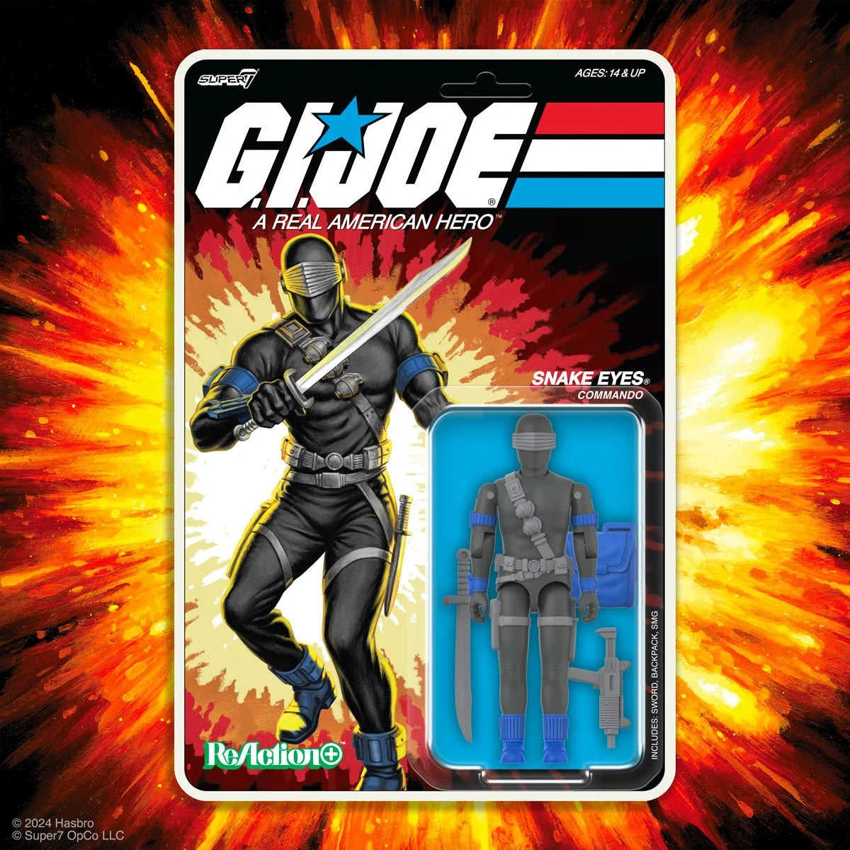 G.I. Joe Snake Eyes Comic Series 3.75 Inch ReAction+ Action Figure - Collectible Toy for Fans, Display & Play