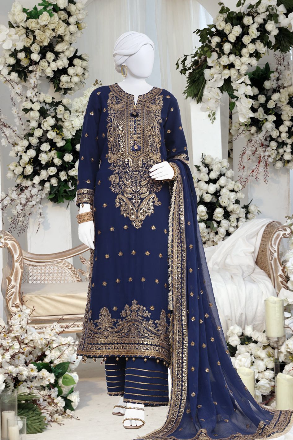 Elegant Chiffon Blue Stitched Suit for Women - Panjnad by J. Junaid Jamshed | Perfect for Weddings, Parties & Formal Occasions