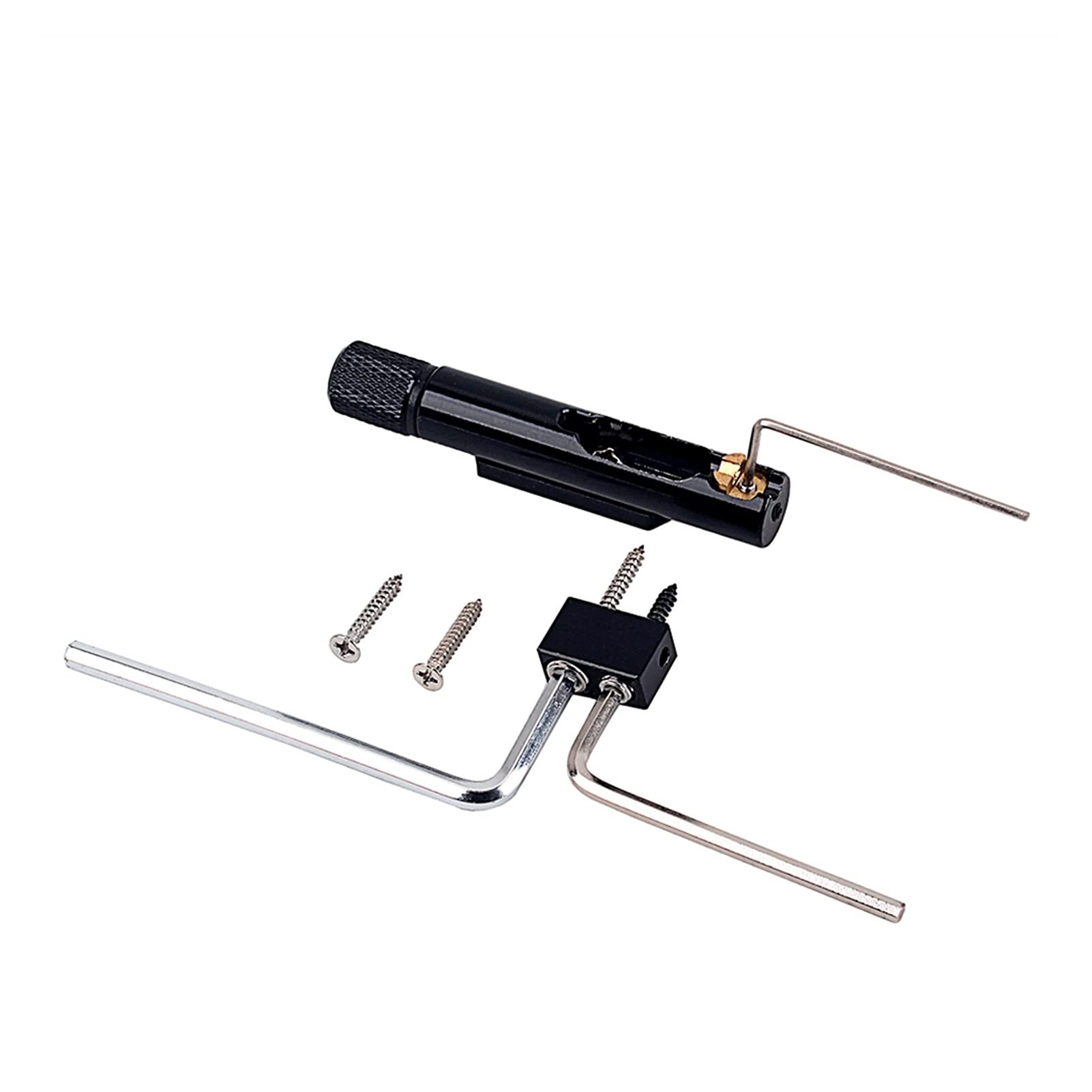 Single Headless Guitar Bass Bridge Fanned Fret - Fixed Brass Fan Bridge for 4/5/6/7/8/9 String Electric Bass Guitar Bridge System (6 Strings) - Perfect for Custom Guitar Builds & Upgrades