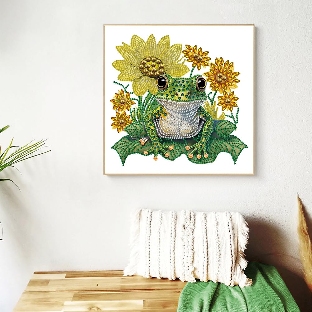 5D Diamond Painting Kits for Adults Beginners - Special Shape Crystal Rhinestones Art (12×12 inch) Frog Sunflower Design - DIY Home Wall Decor, Relaxing Craft Gift for Women & Teens | Perfect for Stress Relief, Bedroom Decor & Creative Hobbies