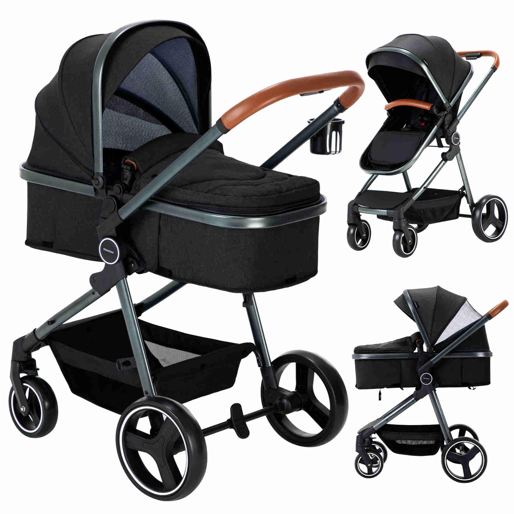2024 Modern Baby Stroller - Convertible Newborn to Toddler Pram with Bassinet | Lightweight Travel System for Infants & Car Seat Compatibility | Perfect for Shopping, Walks & Air Travel