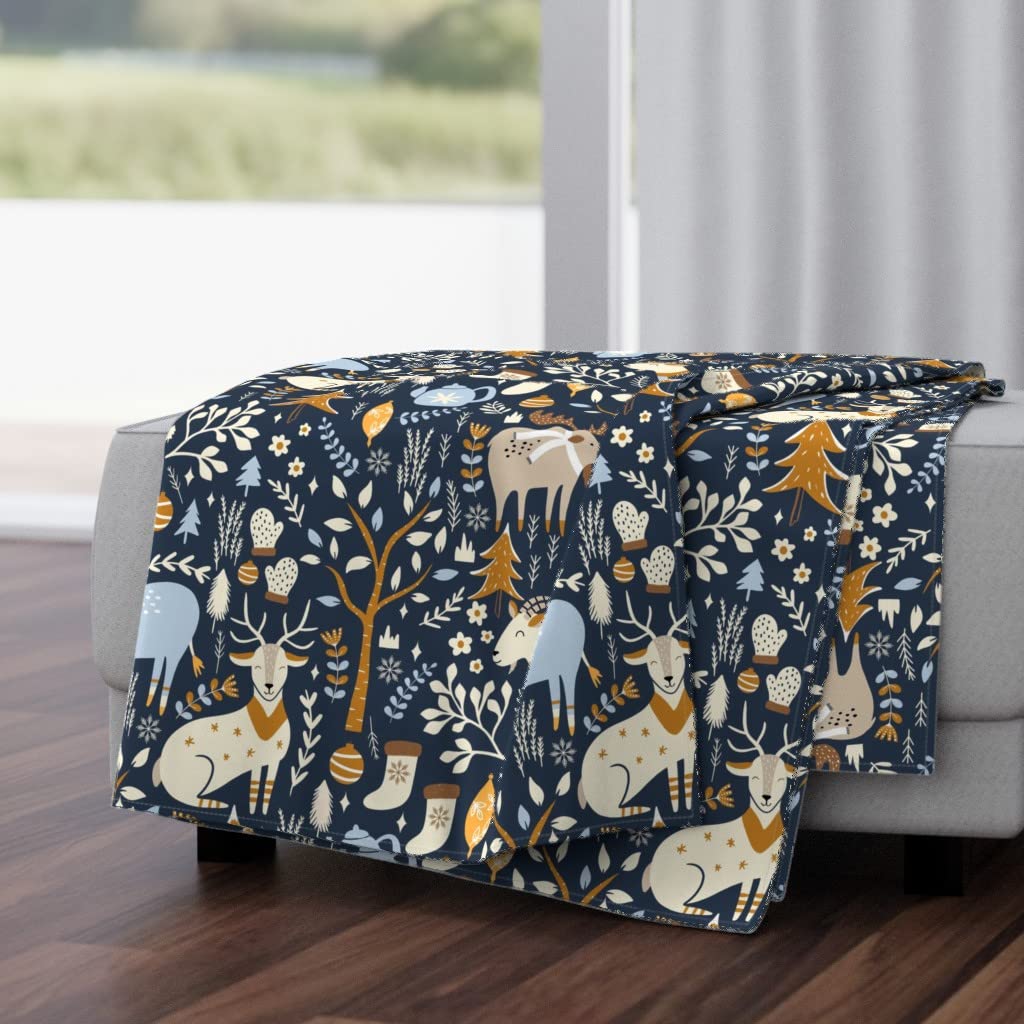 Soft Plush Minky Throw Blanket 50x70 Inches - Farmhouse Animal Deer Christmas Tree Holiday Design for Cozy Winter Nights & Home Decor