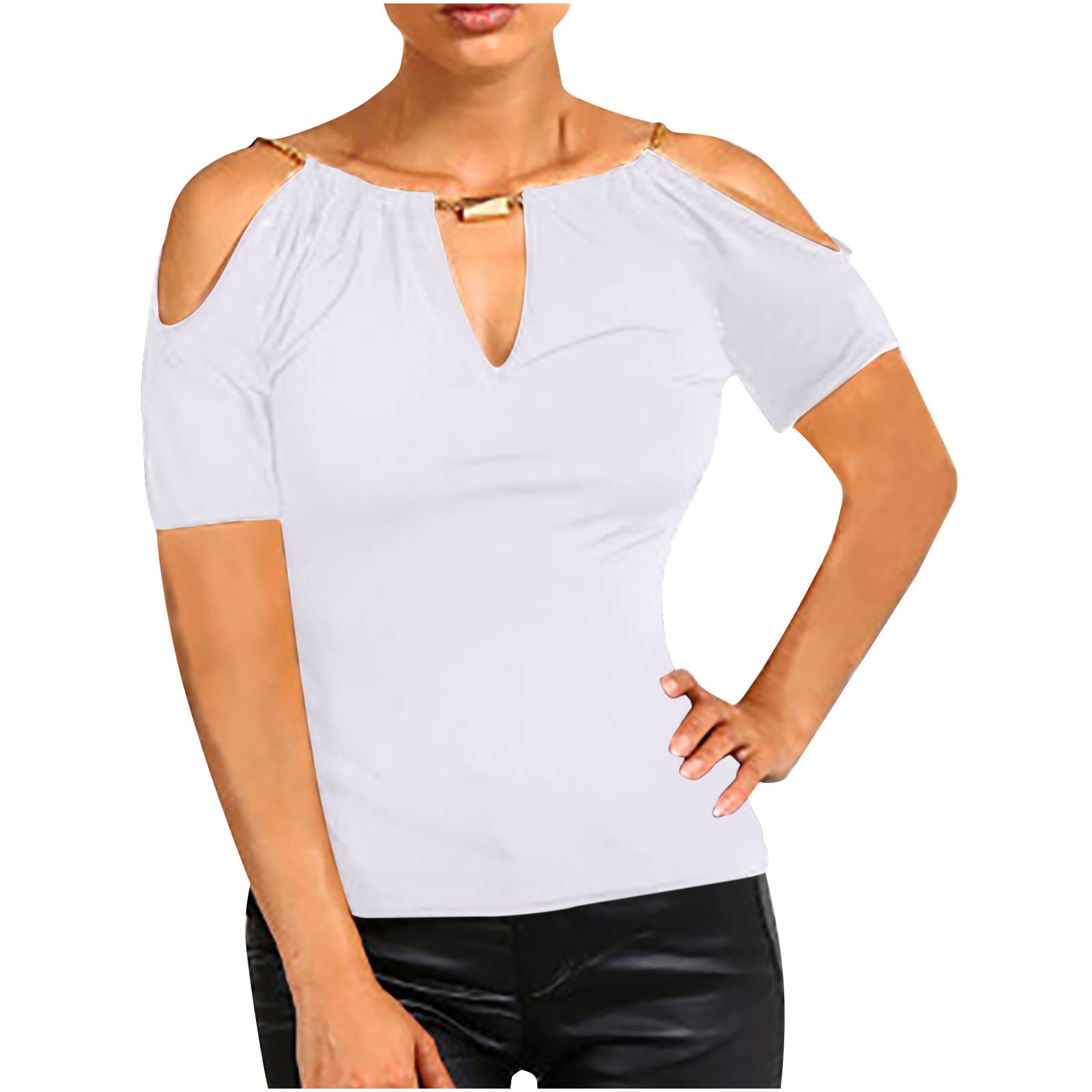 Trendy Summer Tops for Women - Cool Shoulder T-Shirts, Casual Loose Fit Tunic Tees & Sexy Short Sleeve Blouses - Perfect for Beach Outings, Date Nights & Summer Vacations