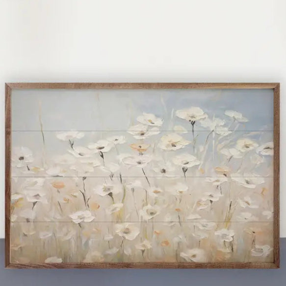 Field of Poppies Wood Framed Print - Floral Wall Art Decor for Living Room, Bedroom & Office - Vintage Botanical Painting Home Decor