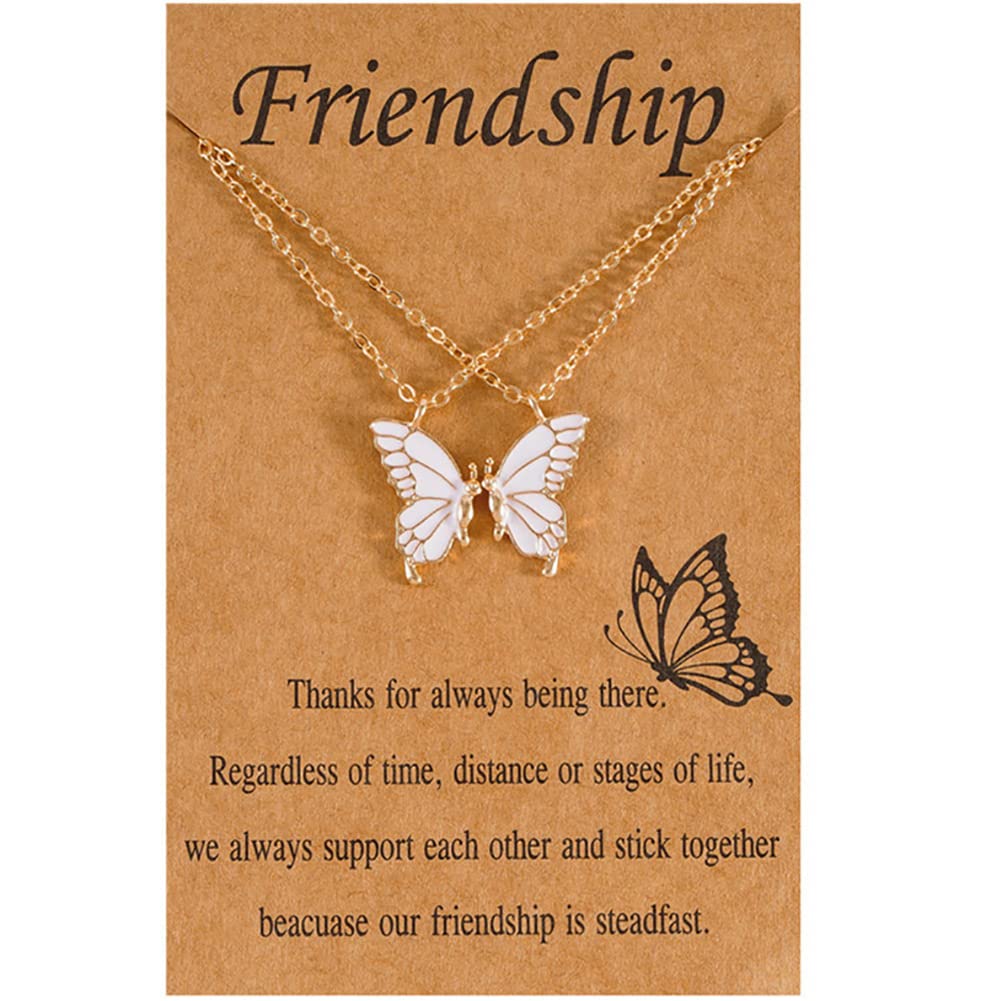 Best Friend Necklace Set - 2 Matching Butterfly Pendant Necklaces for Women, Sisters & BFFs | Long Distance Friendship Gifts, Birthday Presents | Y2K Preppy Jewelry for Everyday Wear & Special Occasions