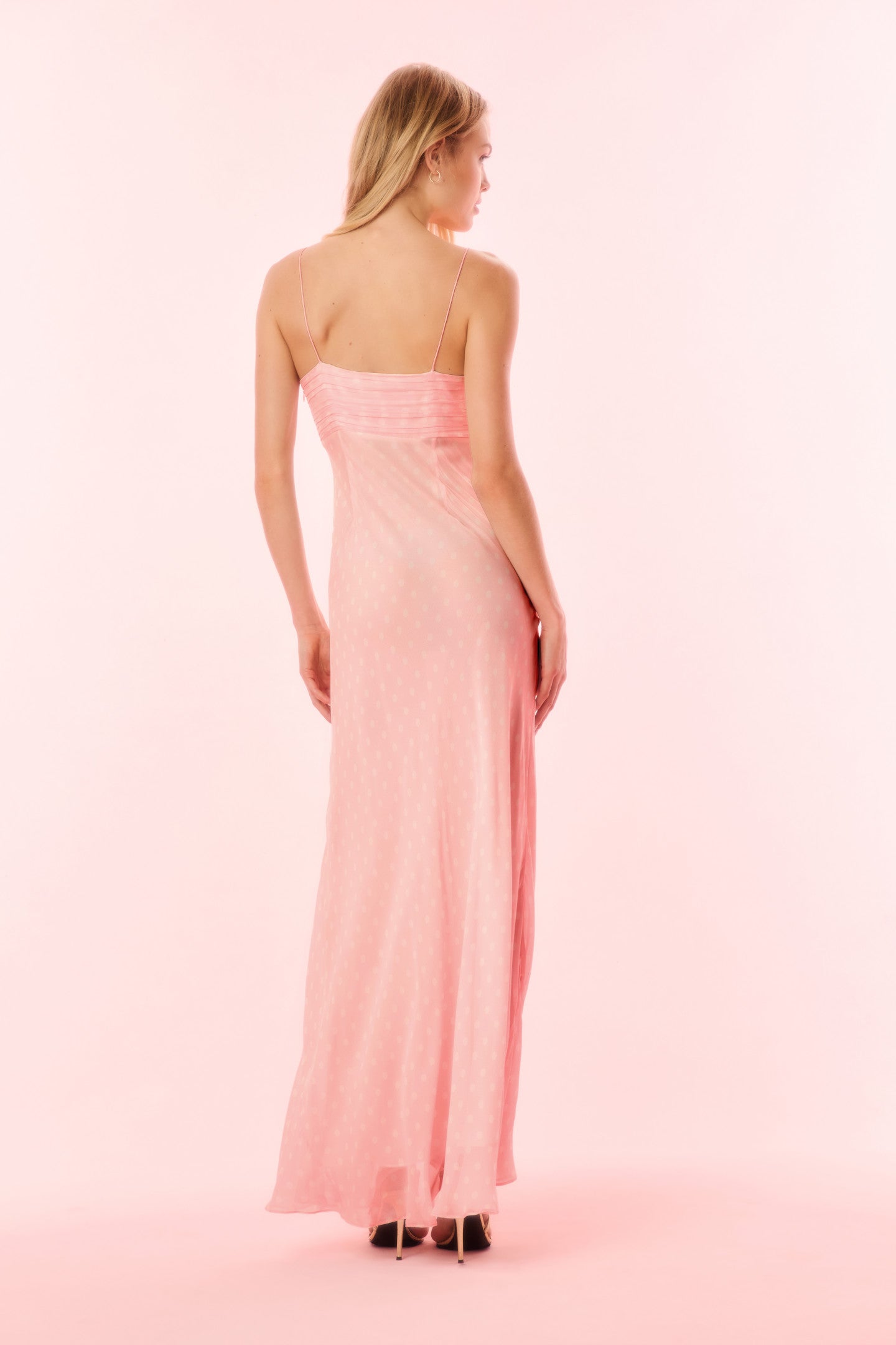 Bellby Polkadot Bow Gown - Elegant Women's Formal Dress for Prom, Wedding & Evening Events | Flowy A-Line Silhouette with Back Bow Detail