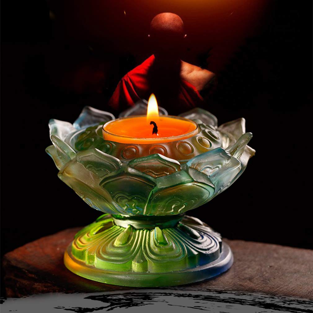 Elegant Crystal Glass Lotus Candle Holder - Zen Buddhist Altar Decor, Romantic Wedding Centerpiece & Christmas Gift for Home, Windowsill, Party Lighting