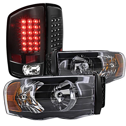 Spec-D Tuning Euro Black Headlight & LED Tail Light Kit for 2003-2005 Dodge Ram 1500/2500/3500 - Left & Right Pair - Upgrade Your Truck's Style & Visibility for Night Driving & Off-Road Adventures