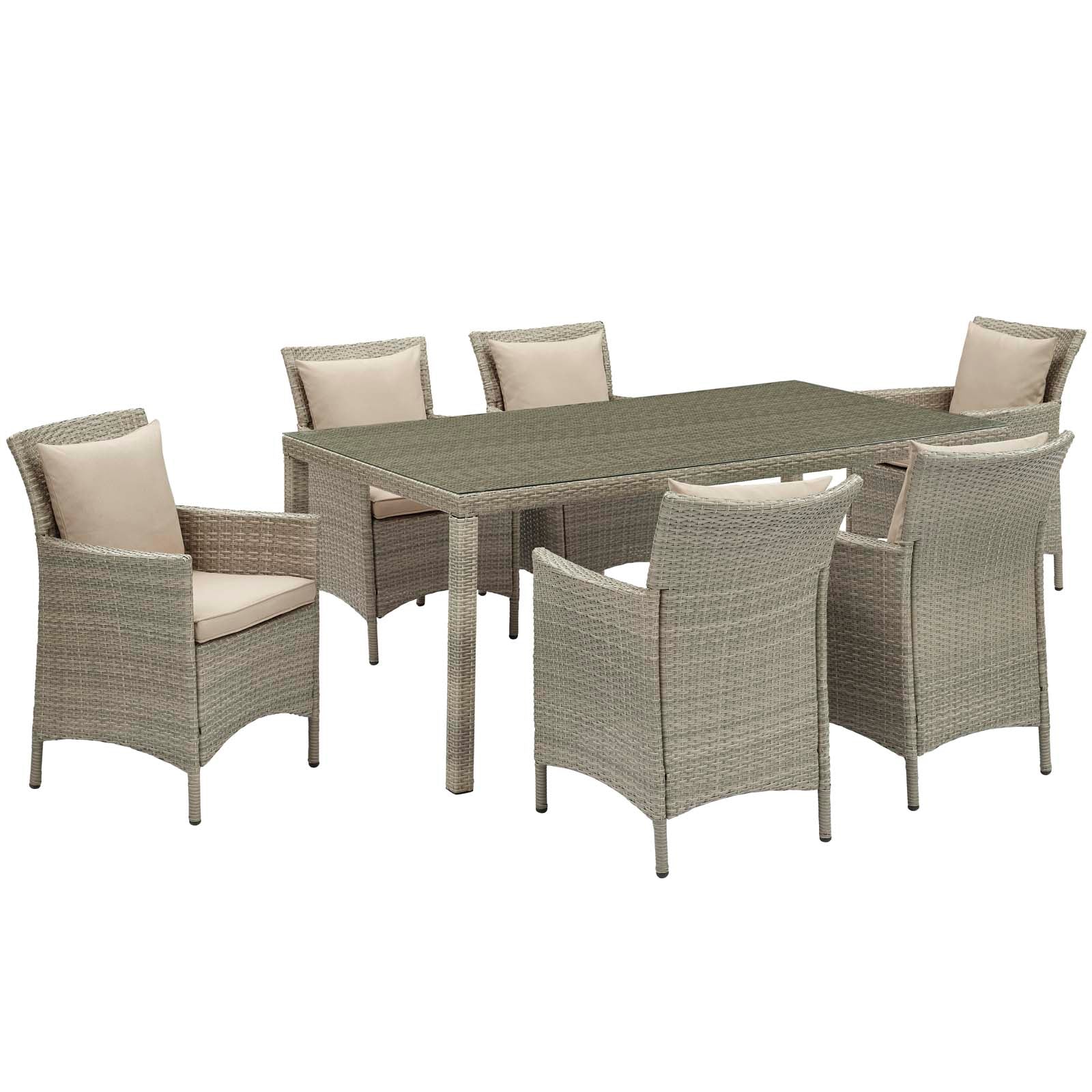 7-Piece Outdoor Patio Wicker Rattan Dining Set - All-Weather Rattan Furniture for Garden, Backyard, Poolside & Patio Dining