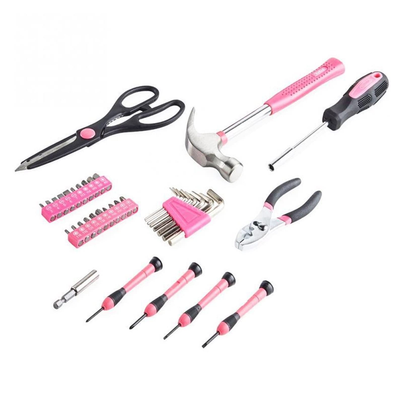 MGRAS 39-Piece Pink DIY Home Tool Kit with Hard Storage Case - Essential Hand Tools for Household Repairs, Crafting, and DIY Projects