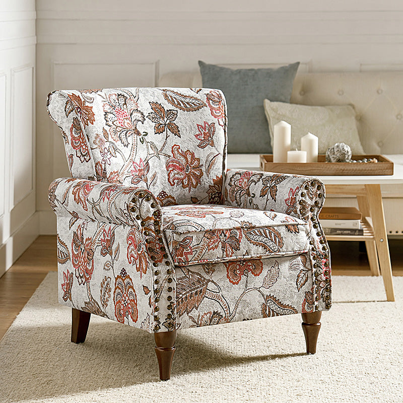 Artemisa Modern Floral Pattern Upholstered Armchair - Comfortable Living Room Accent Chair for Home Office & Lounge Decor
