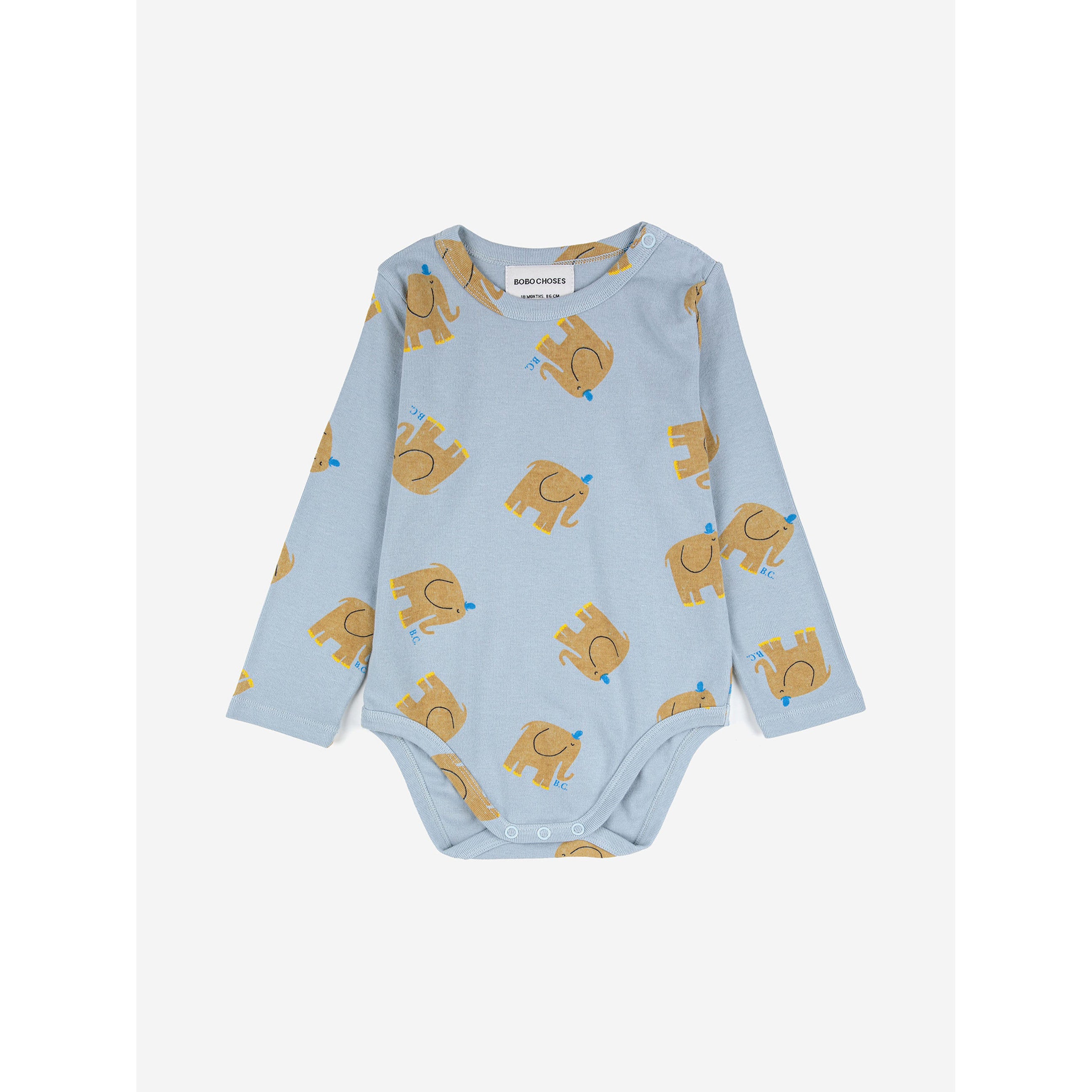 Bobo Choses Baby The Elephant All Over Body - Adorable Organic Cotton Onesie for Newborns & Infants | Perfect for Playtime, Nursery Photos & Everyday Comfort