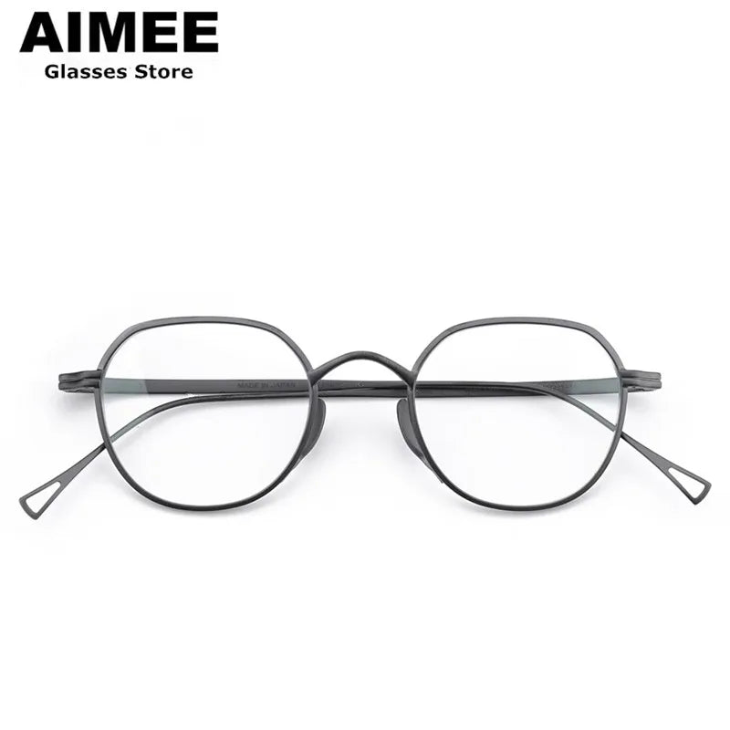 Aimee Unisex Full Rim Flat Top Oval Titanium Eyeglasses Frame 141301 - Lightweight Durable Glasses for Work, Reading & Everyday Wear