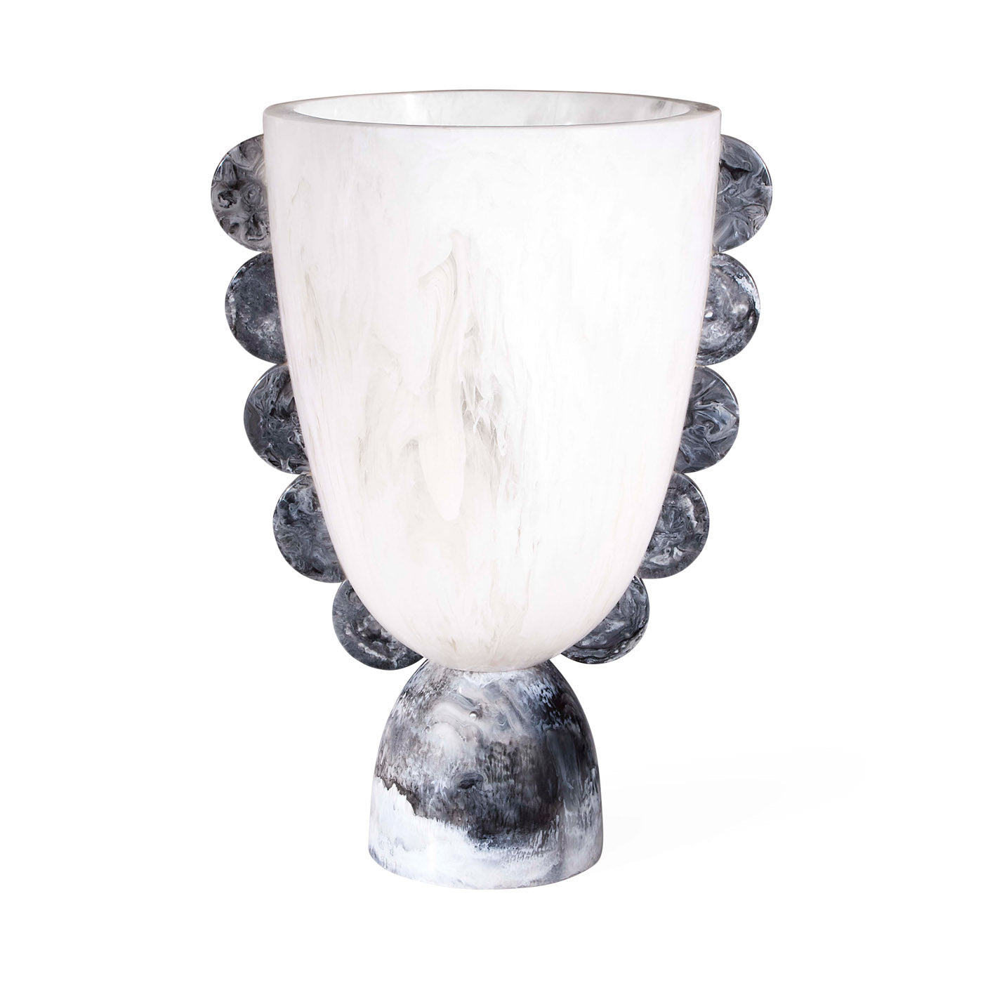 Como Black & White Scalloped Urn - Elegant Decorative Vase for Home, Wedding, and Garden Decor - Perfect for Floral Arrangements and Centerpieces