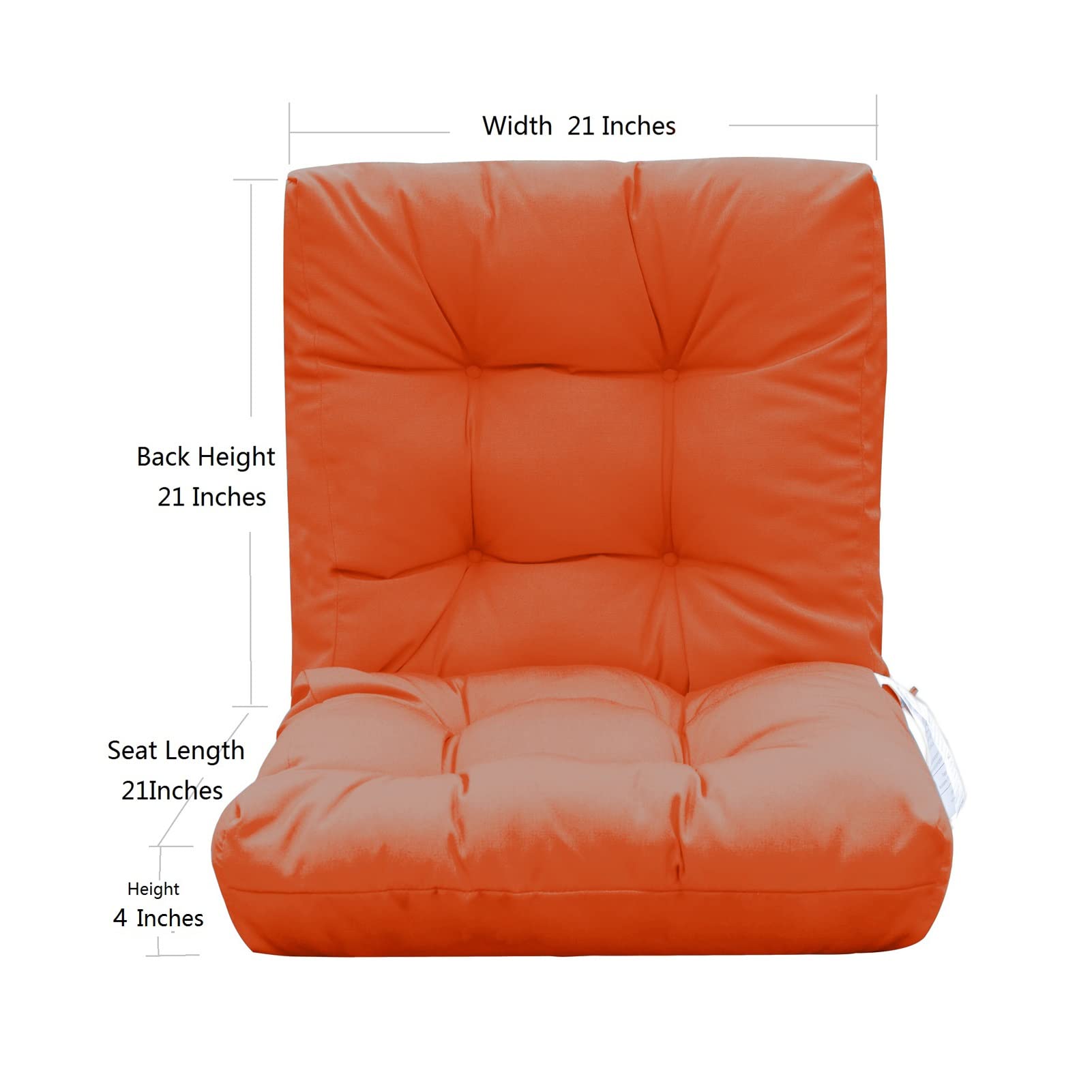 QILLOWAY Outdoor Chair Cushions Set of 2 - Tufted Seat & Back Pillows for Patio Furniture, Water-Resistant Spring Summer Replacement Cushions (Orange) - Perfect for Garden, Poolside, and Deck Relaxation