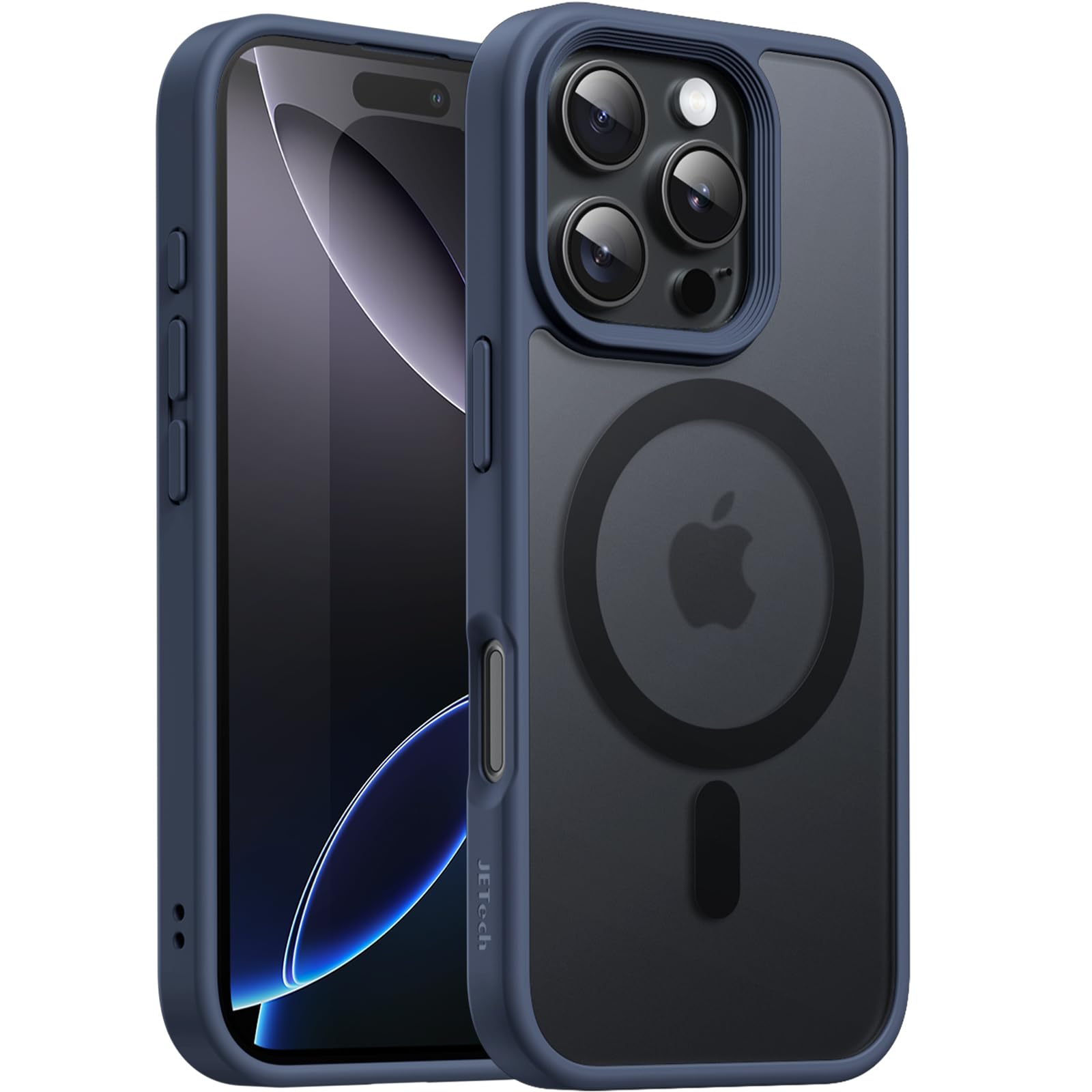 JETech Magnetic Case for iPhone 16 Pro Max 6.9-Inch | MagSafe Compatible Slim Shockproof Phone Cover with Translucent Matte Back | Perfect for Everyday Protection & Wireless Charging (Storm Blue)