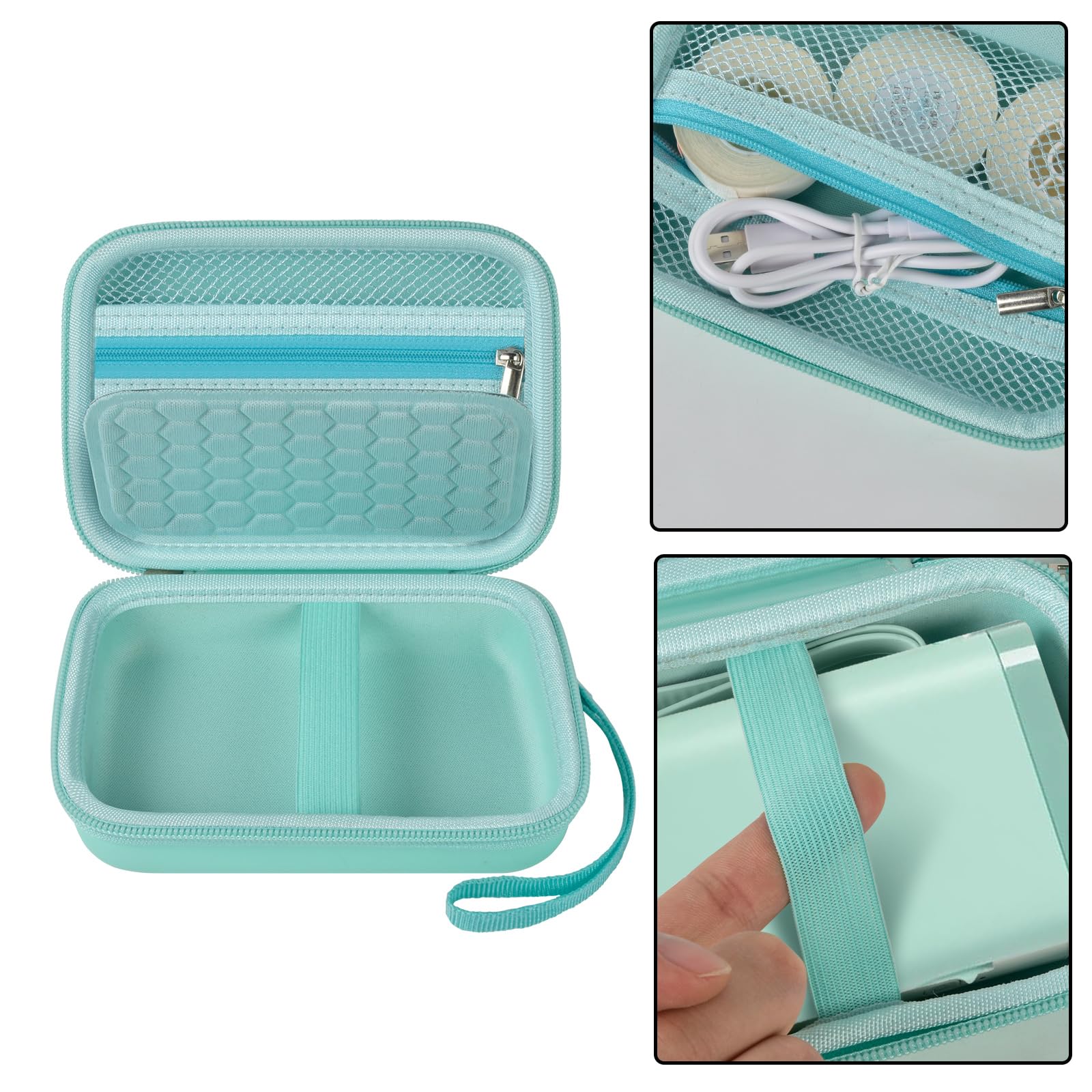 Compatible Case for Nelko P21, Phomemo D30 D35, JADENS D11 & SUPVAN Mini Label Maker - Storage Organizer for Label Tapes & Accessories (Green) - Perfect for Home, Office & Craft Organization