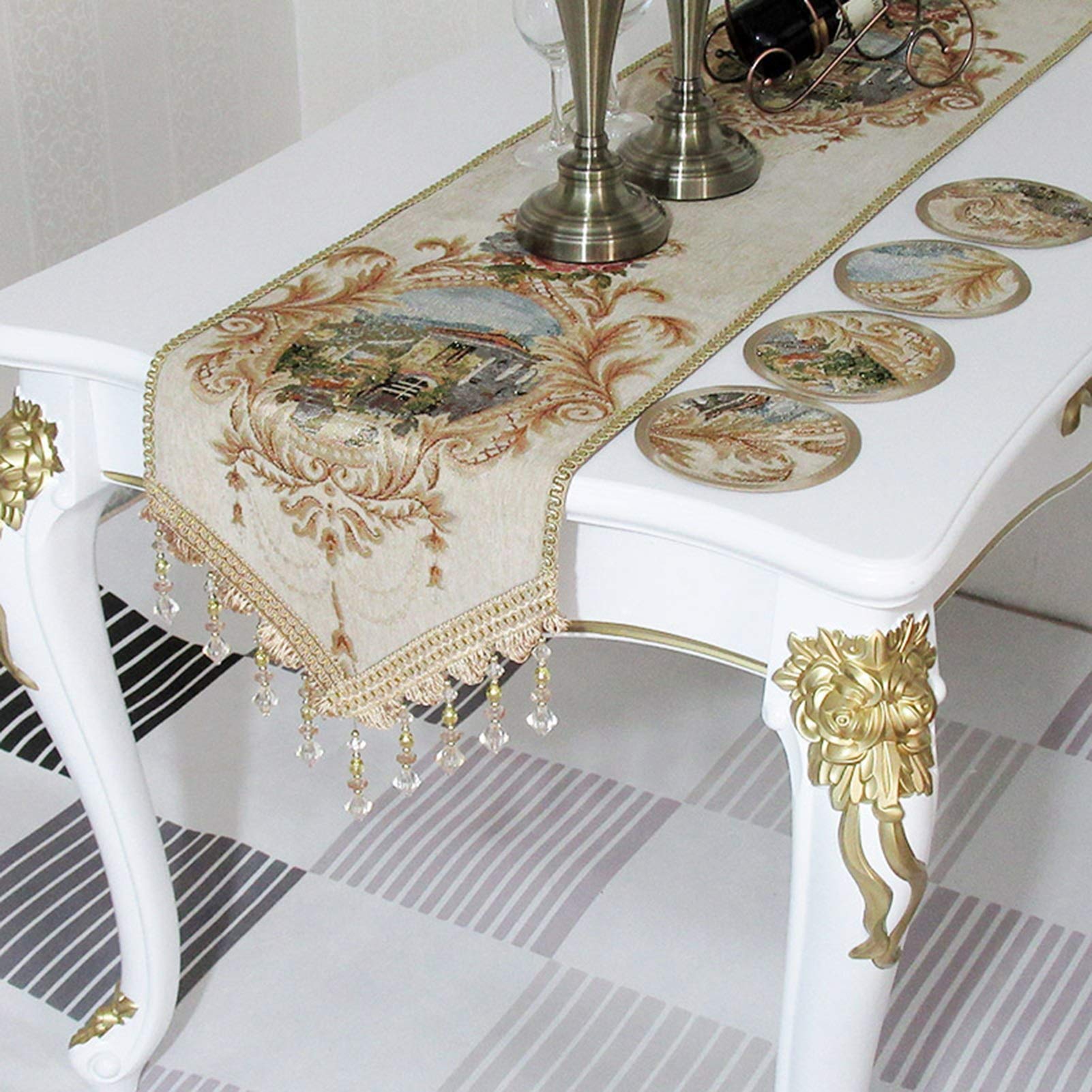 Handmade Embroidered Beaded Table Runner - 34×190cm (13.4×74.8