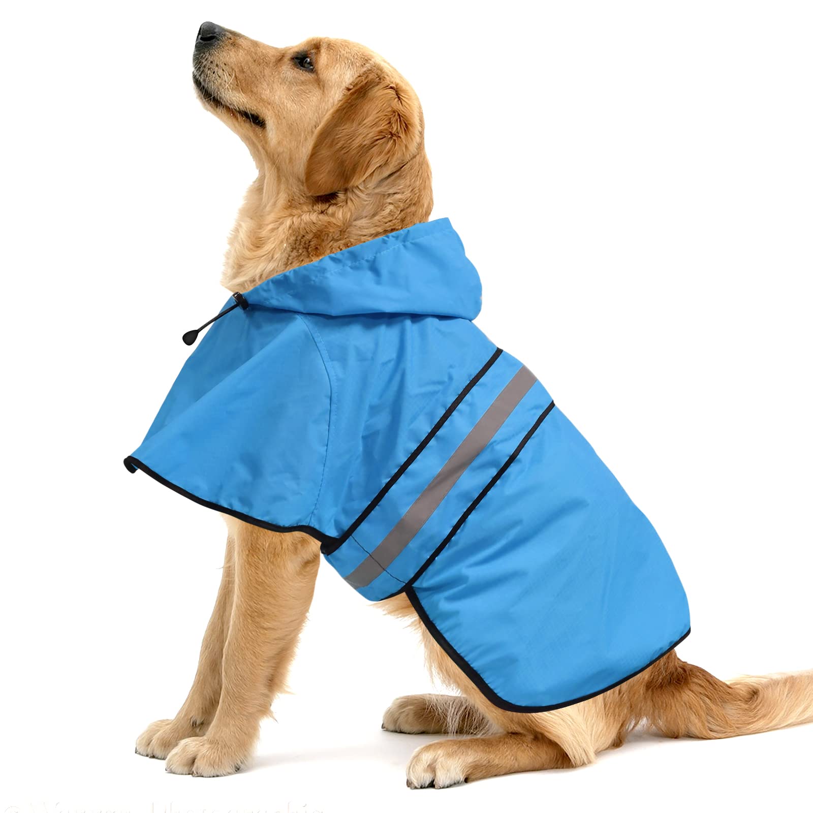 Waterproof Hooded Dog Raincoat - Adjustable Reflective Pet Jacket for Small to X-Large Dogs | Lightweight Dog Poncho for Rainy Day Walks & Outdoor Adventures (Blue, Large)