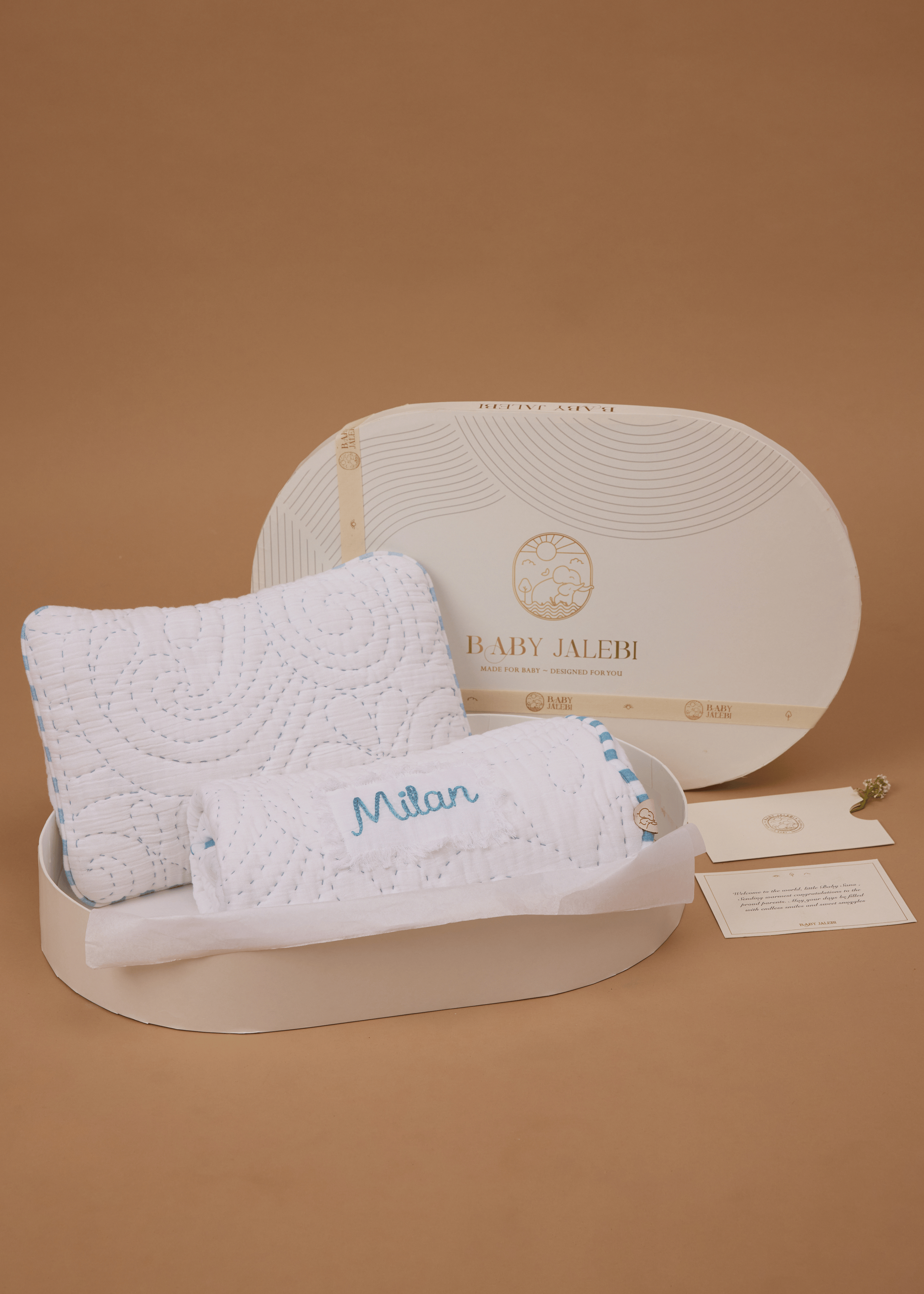 Heirloom Blue Pillow & Blanket Gift Set - Luxurious Soft Bedding for Home, Nursery & Gifts - Perfect for Weddings, Baby Showers & Cozy Nights
