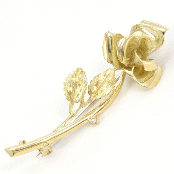 18K Yellow Gold Diamond Brooch Pin - Elegant Floral Design for Women, Perfect for Weddings, Parties & Special Occasions
