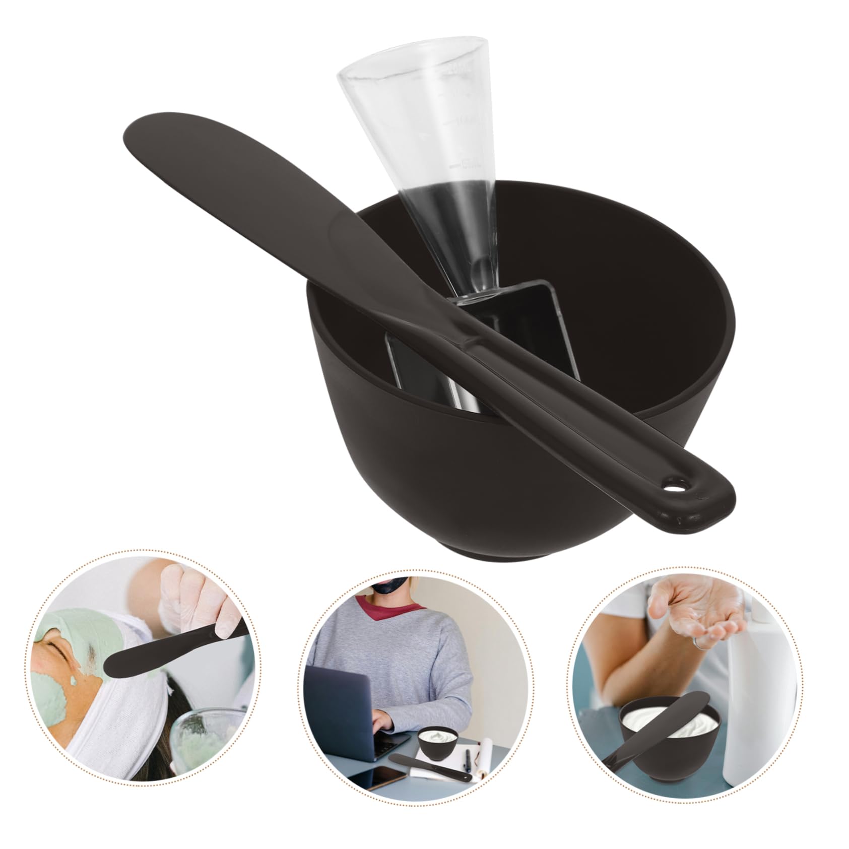 Hemoton 1 Set Black Facial Mask Mixing Bowl Kit - Portable Beauty Salon Mask Applicator Tools for DIY Skincare & Spa Treatments at Home