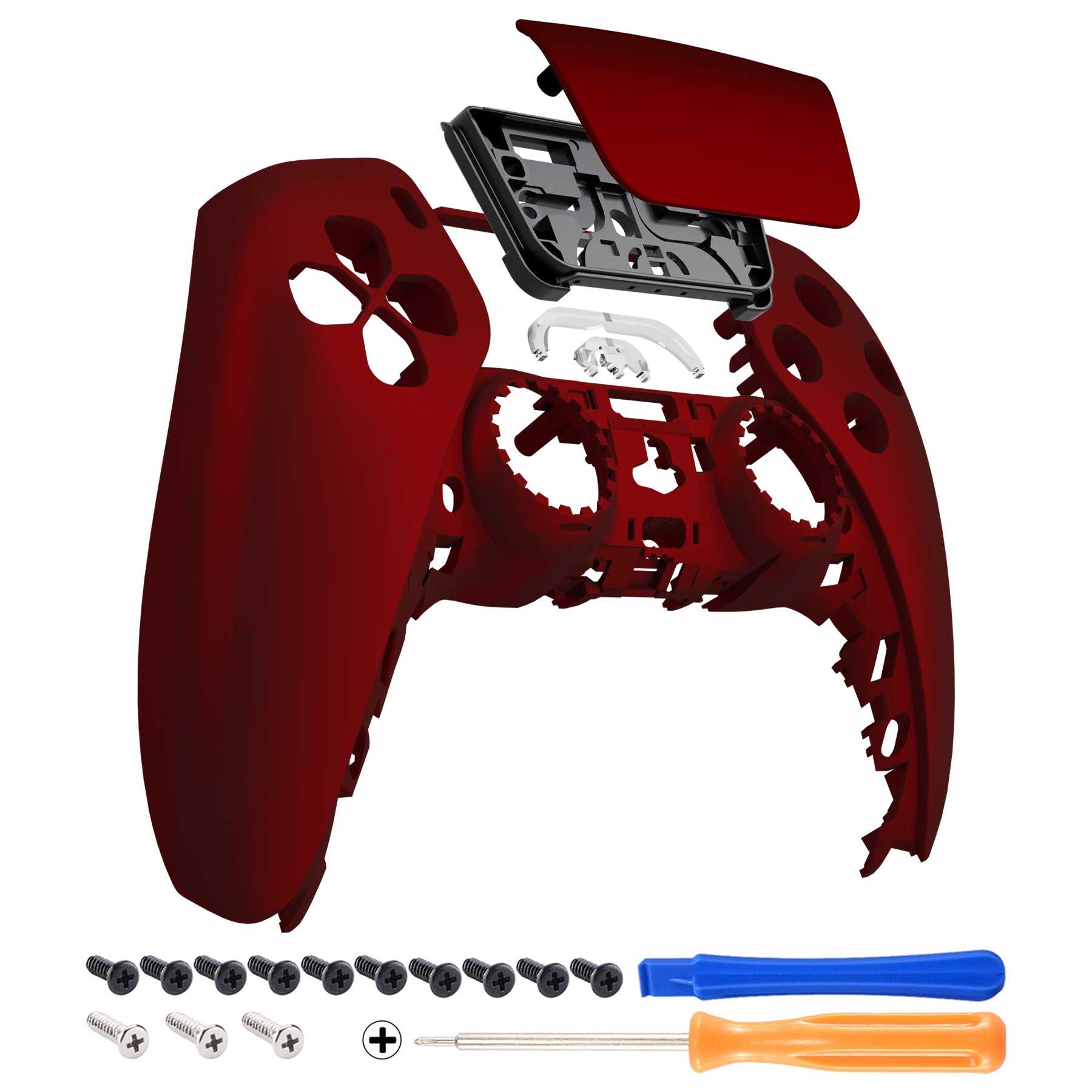 eXtremeRate Scarlet Red Touchpad Front Housing Shell Compatible with PS5 Controller BDM-010/020/030/040/050 - DIY Replacement Shell & Custom Touch Pad Cover for PS5 Controller (ZPFP3003G3) - Perfect for Gaming Enthusiasts & Custom Mods
