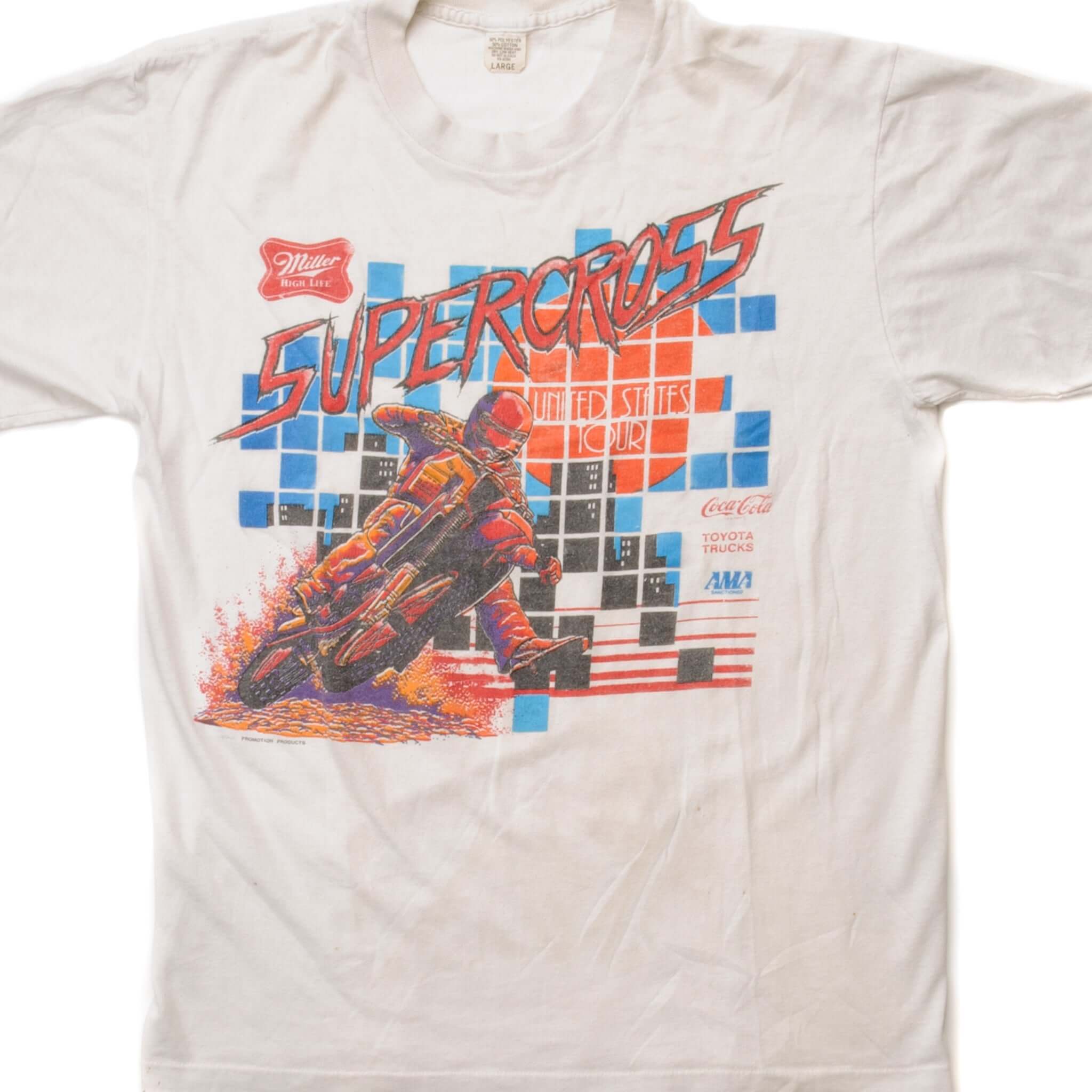 Vintage AMA Supercross Championship Promo T-Shirt - Small Size - Unisex Cotton Tee for Motorcycle Racing Fans & Retro Sports Enthusiasts - Perfect for Casual Wear, Bike Events & Vintage Collections