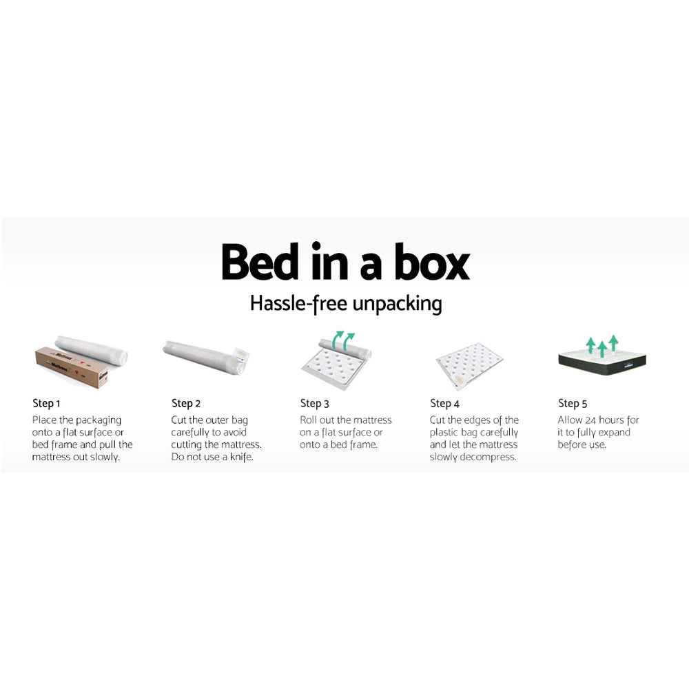 Beryl Series Green Tea Infused Mattress - 25cm Thick Single Size, Natural Sleep Solution for Bedroom & Guest Room | Hypoallergenic & Pressure Relief